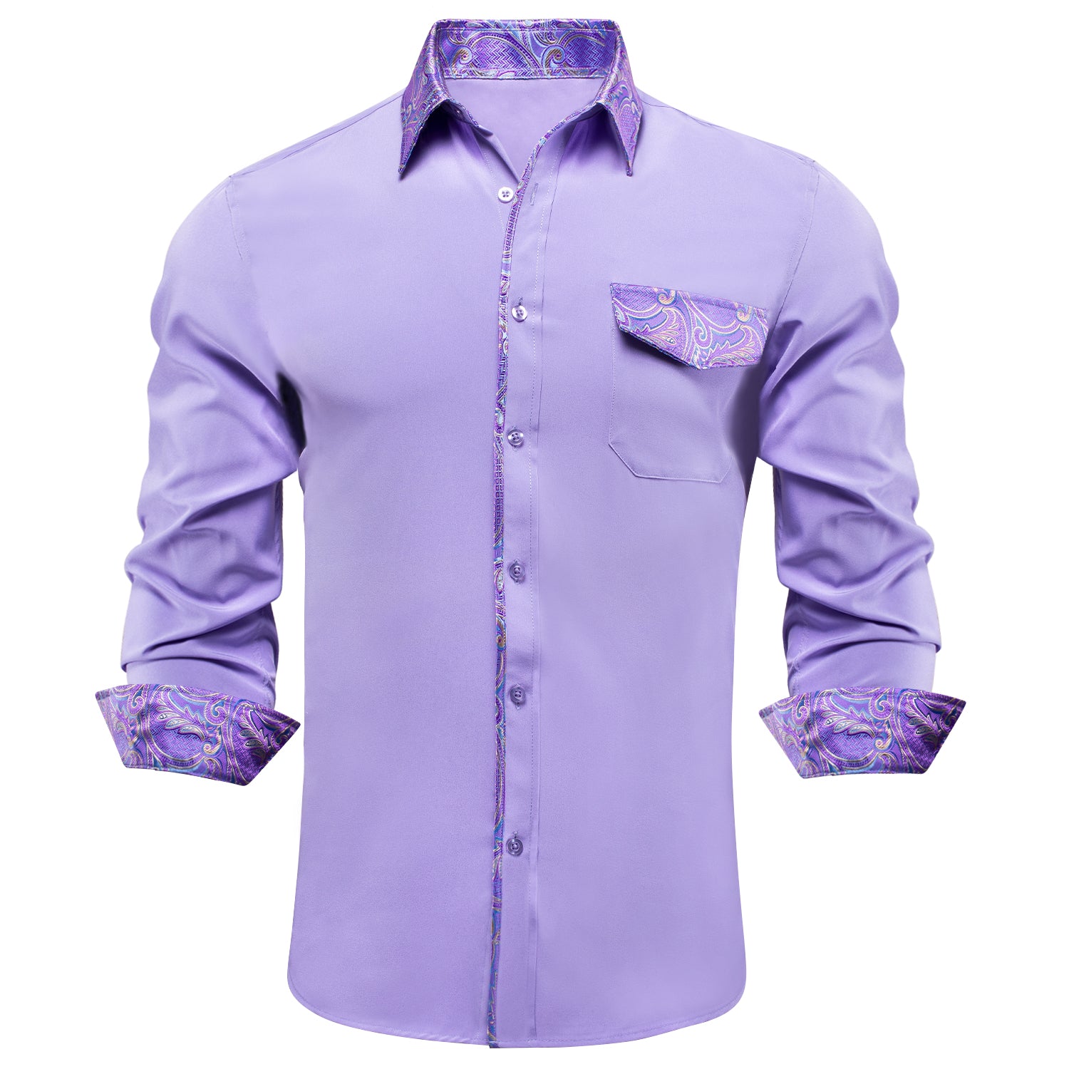 Lavender Purple Men's Stitching Shirt