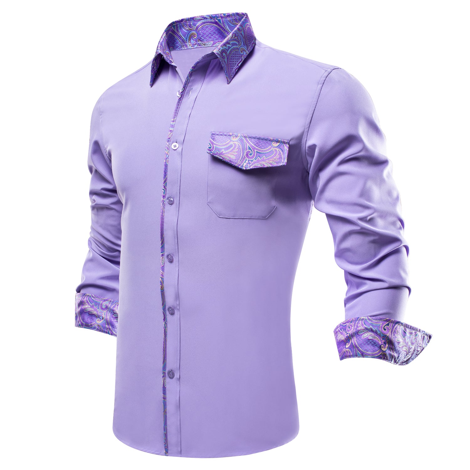 Lavender Purple Men's Stitching Shirt