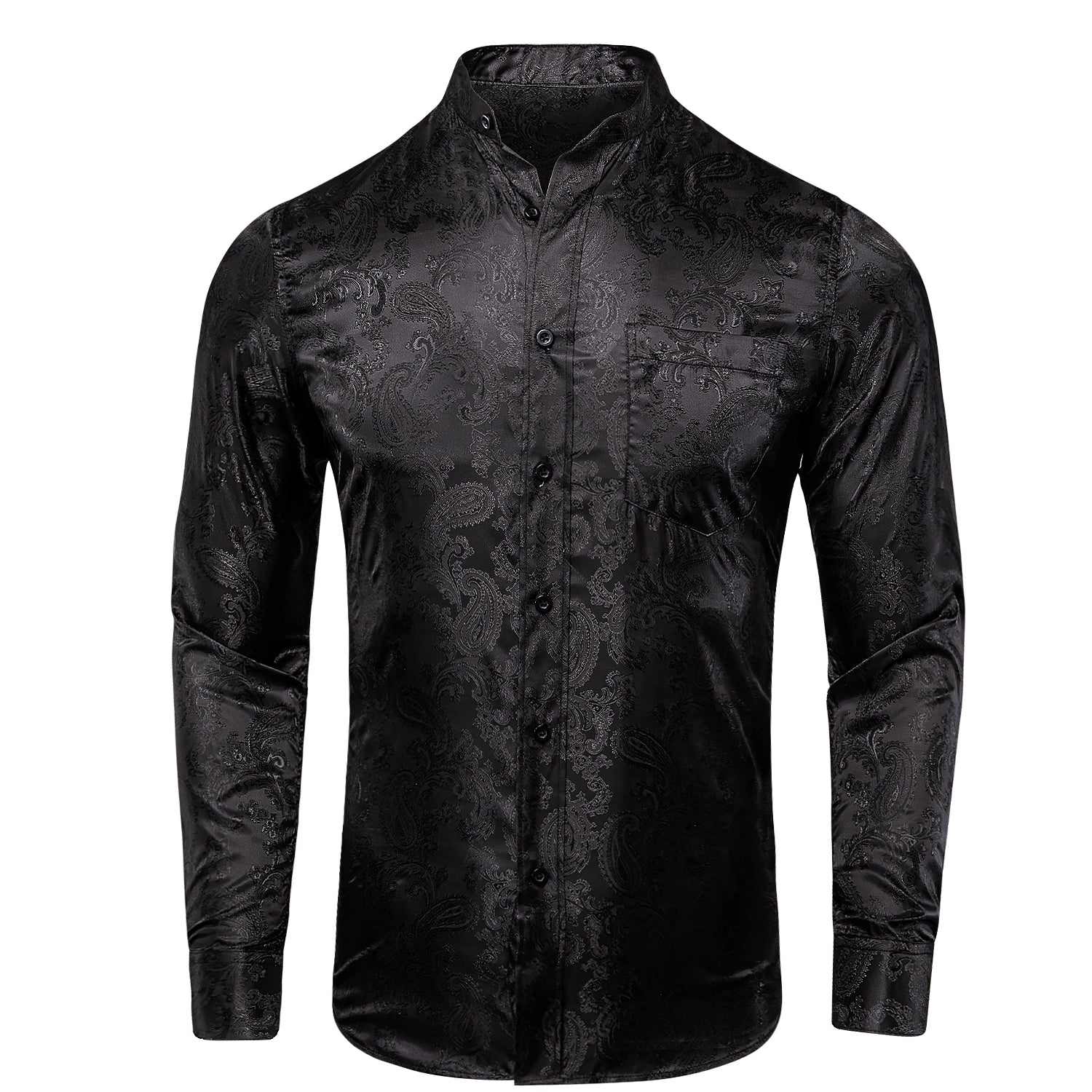 Black Paisley Silk Men's Shirt