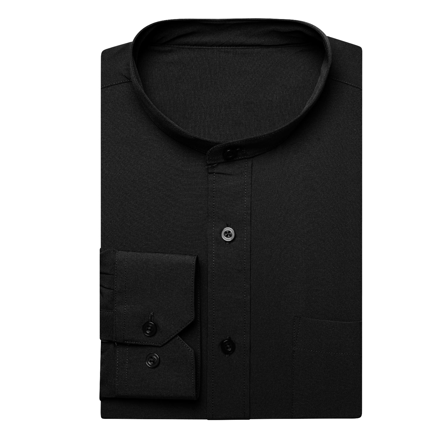 Black Solid Men's Long Sleeve Dress Shirt