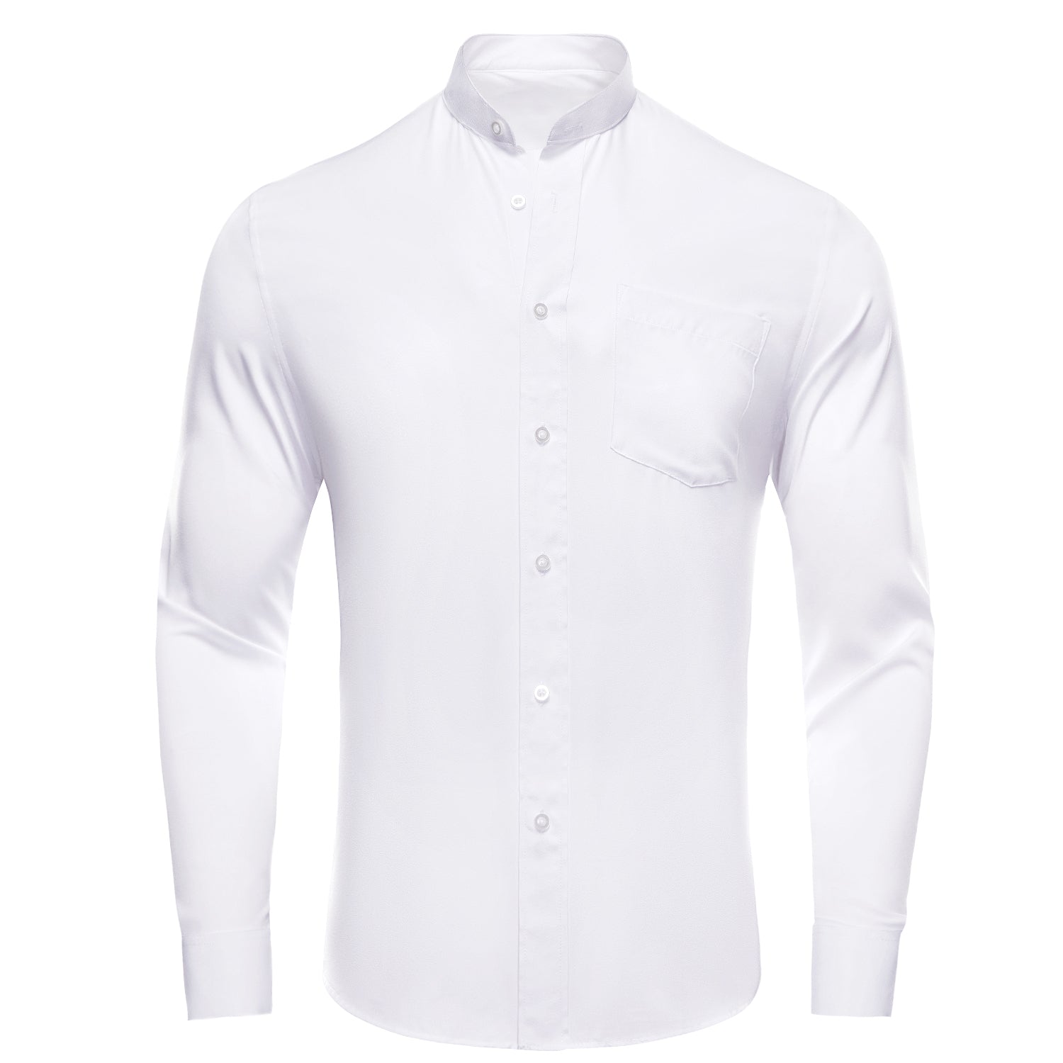 White Solid Men's Long Sleeve Dress Shirt