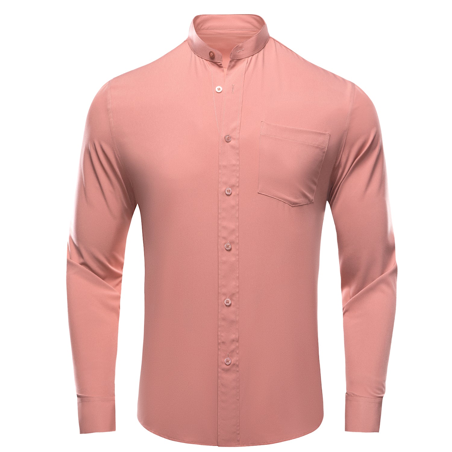 Salmon color Solid Men's Long Sleeve Dress Shirt