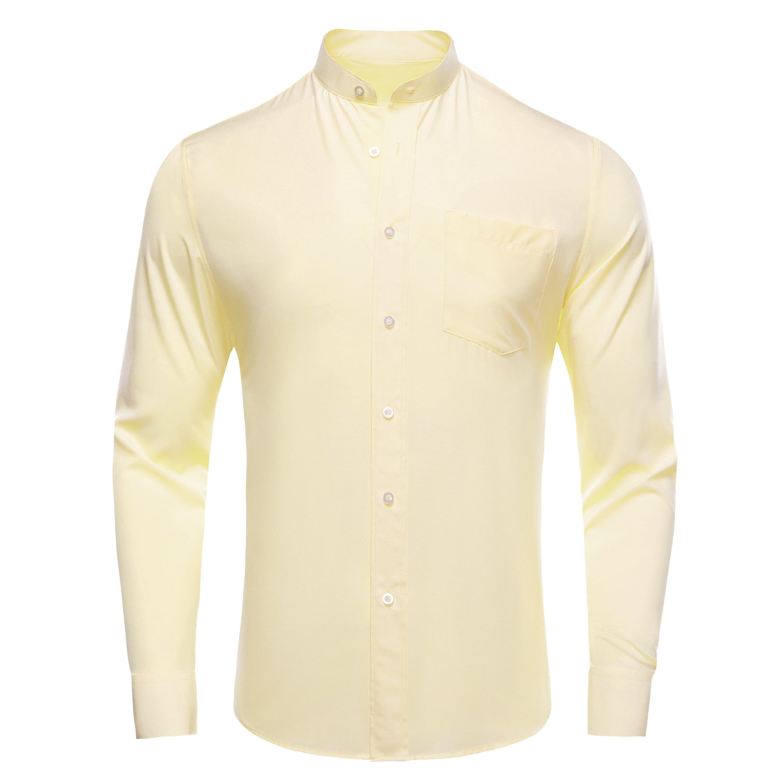 Light Yellow Solid Men's Long Sleeve Dress Shirt