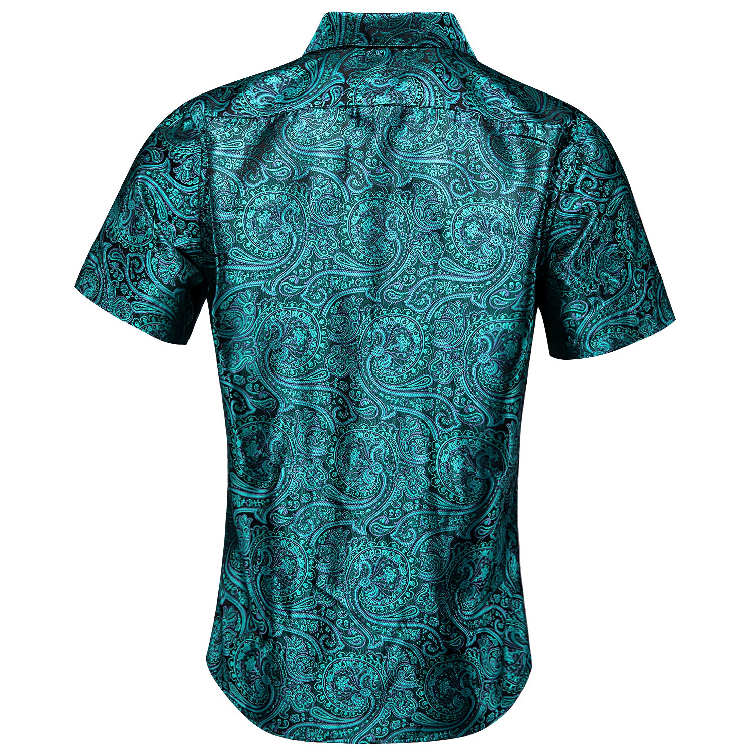 Lake Blue Paisley Silk Men's Short Sleeve Shirt