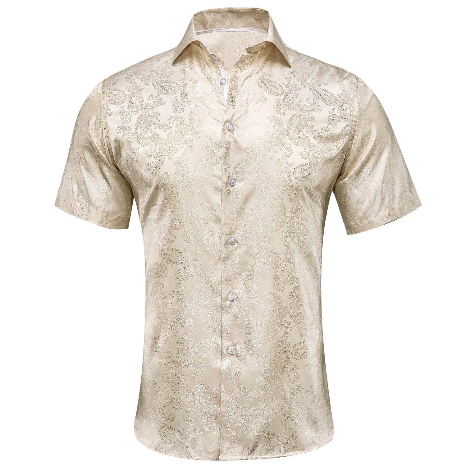 Champagne Paisley Silk Men's Short Sleeve Shirt