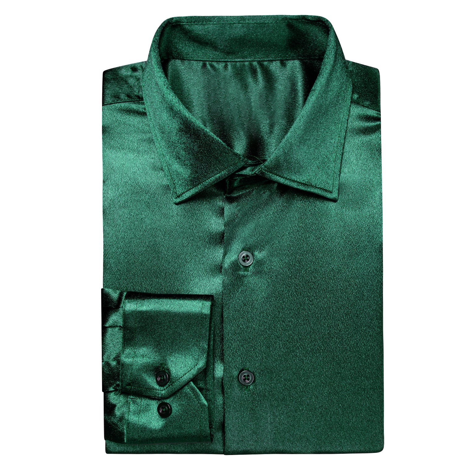 Green Satin Silk Men's Long Sleeve Shirt