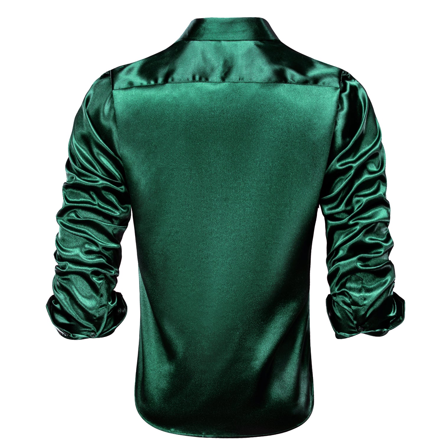 Green Satin Silk Men's Long Sleeve Shirt