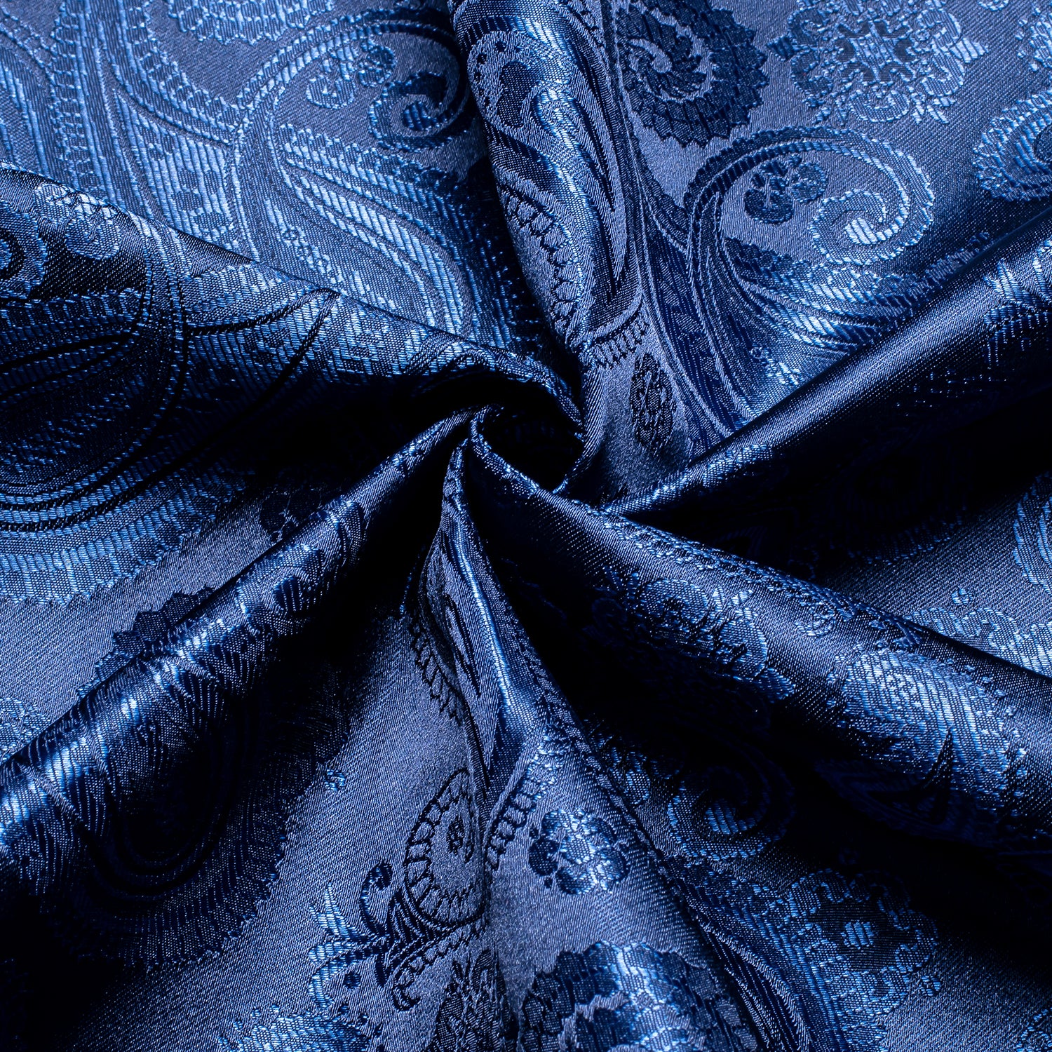 Navy Blue Paisley Silk Men's Long Sleeve Shirt Casual