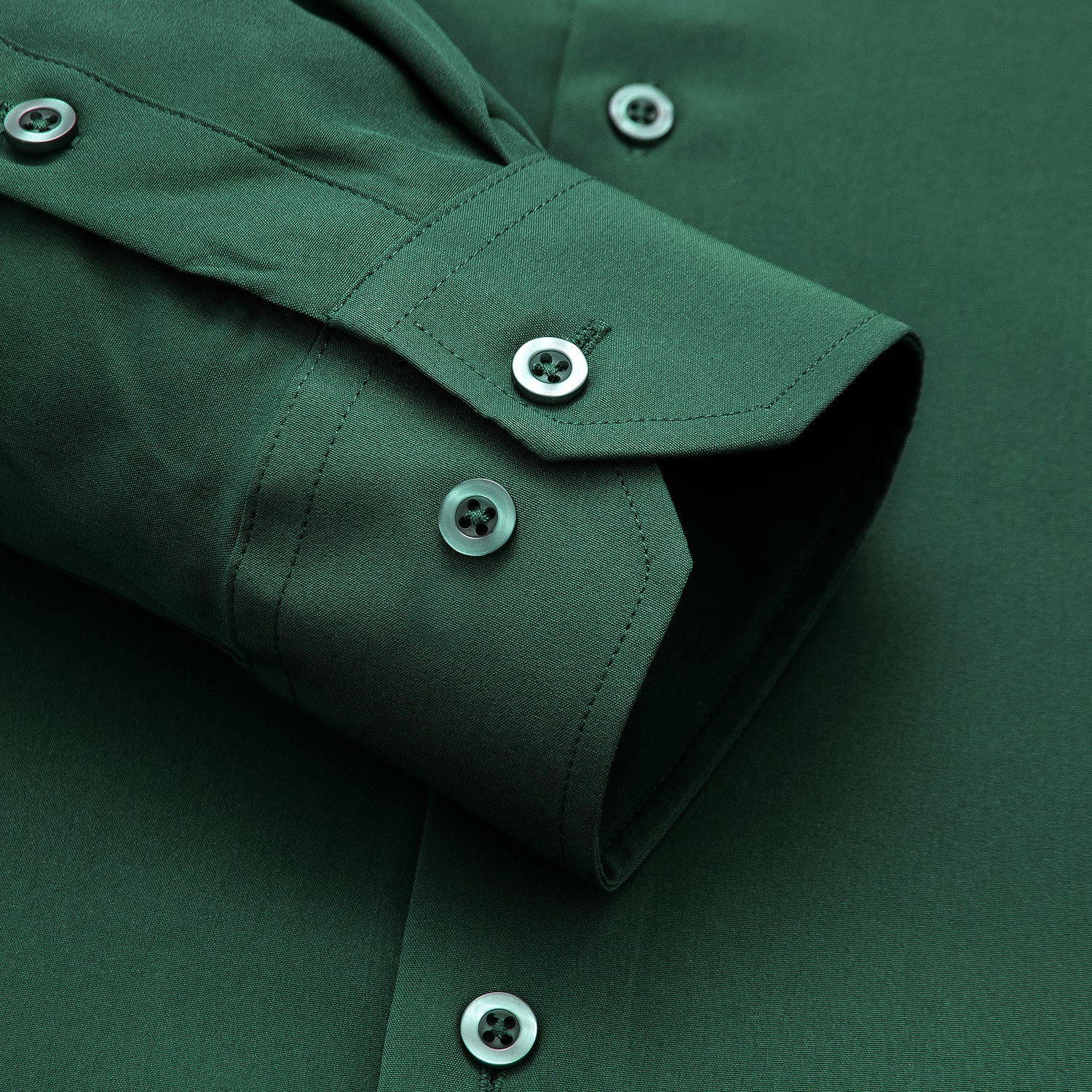 Emerald Green Solid Stretch Men's Long Sleeve Shirt