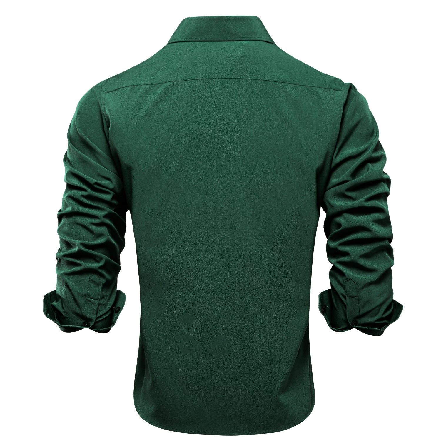 Emerald Green Solid Stretch Men's Long Sleeve Shirt