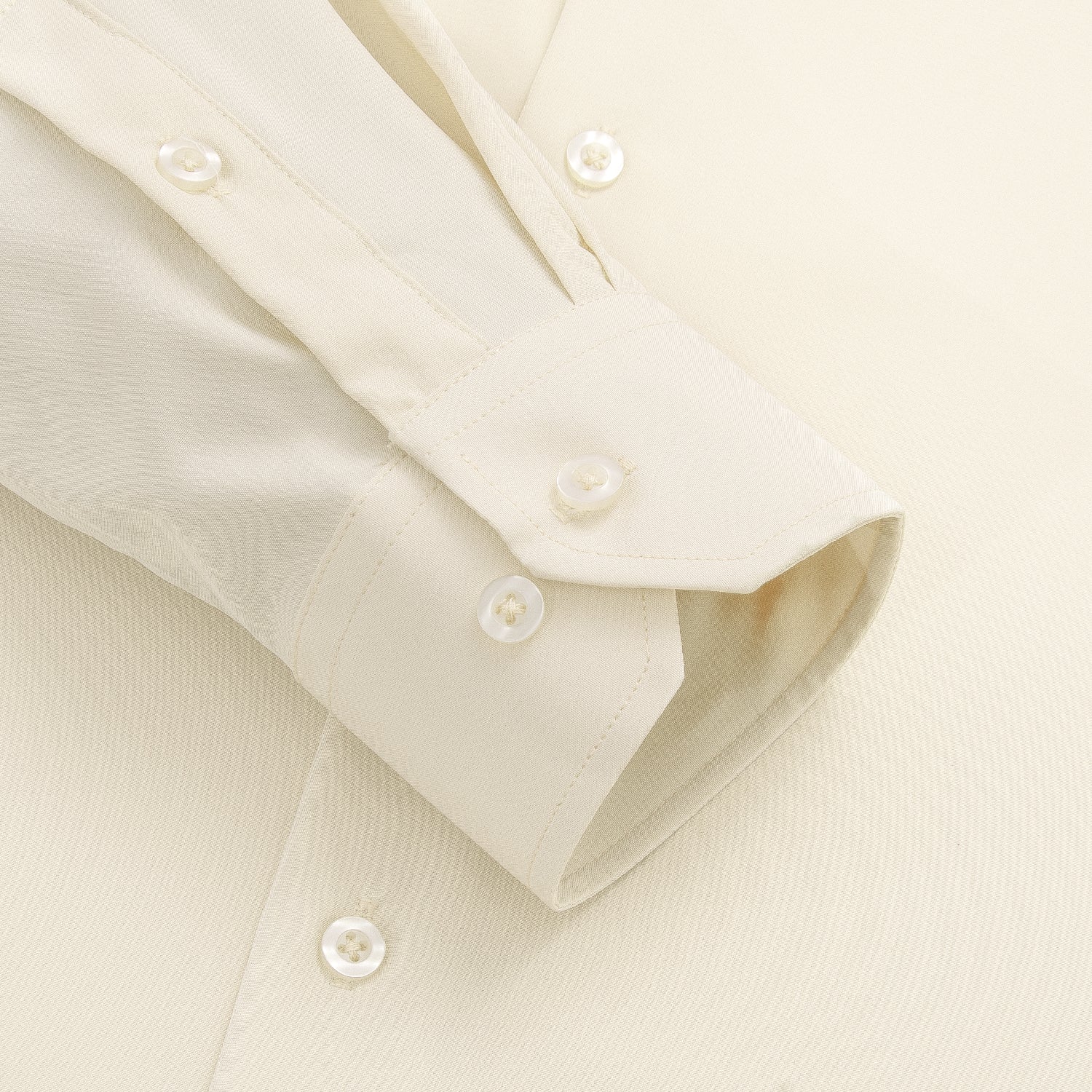 Milk White Solid Stretch Men's Long Sleeve Shirt