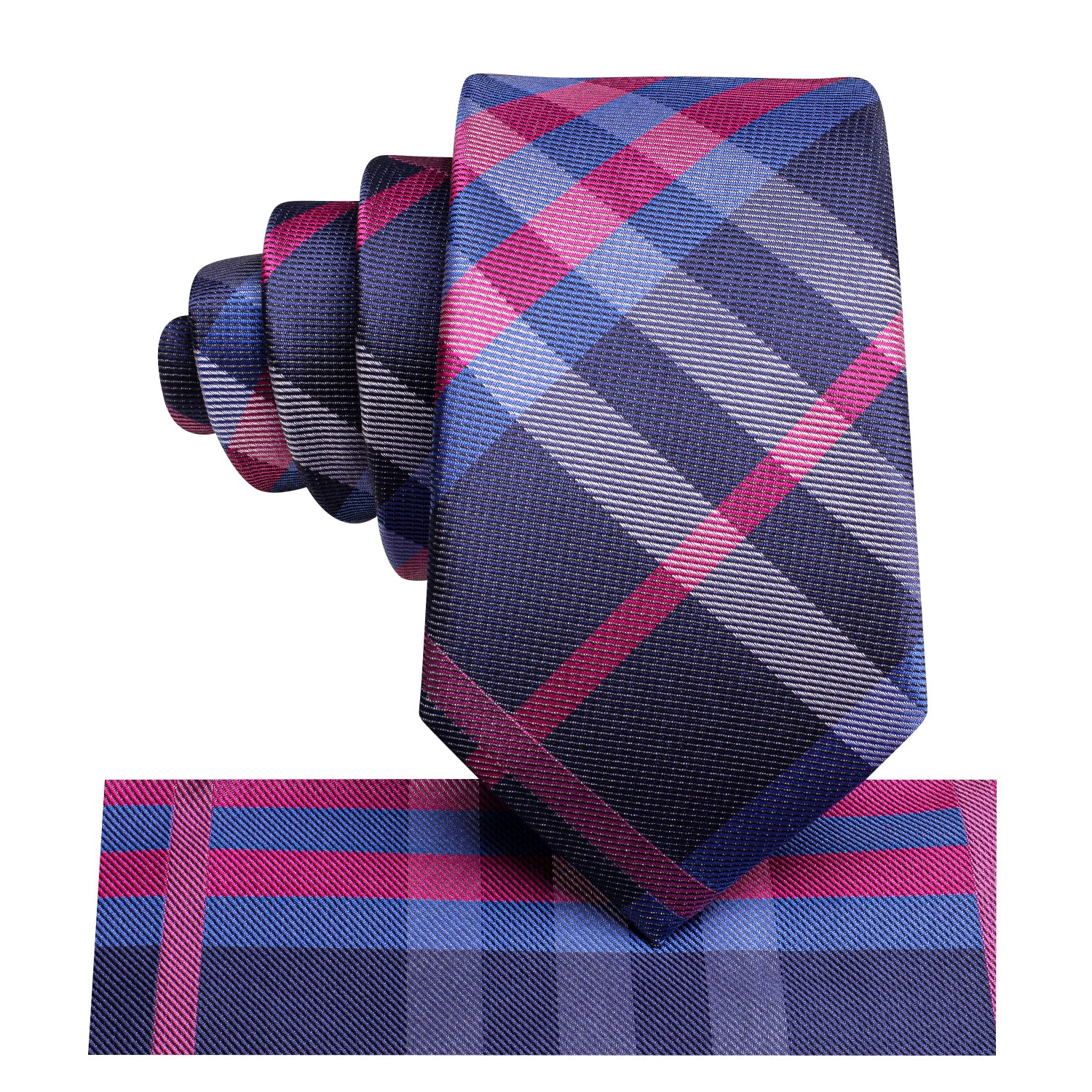 Pink Blue Striped Children's Kids Boys Tie Pocket Square 6cm