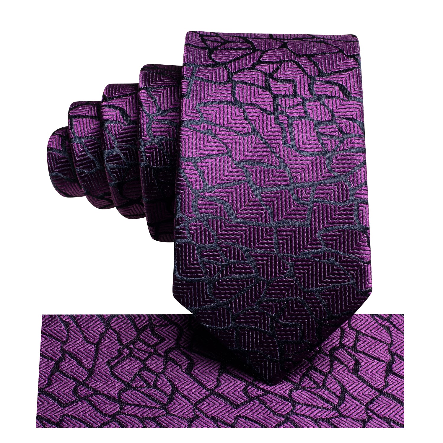 Purple Irregular Plaid Children's Kids Boys Tie Pocket Square 6cm