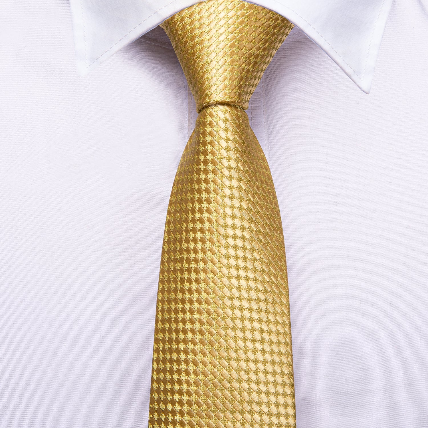 Golden Plaid Children's Kids Boys Tie Pocket Square 6cm