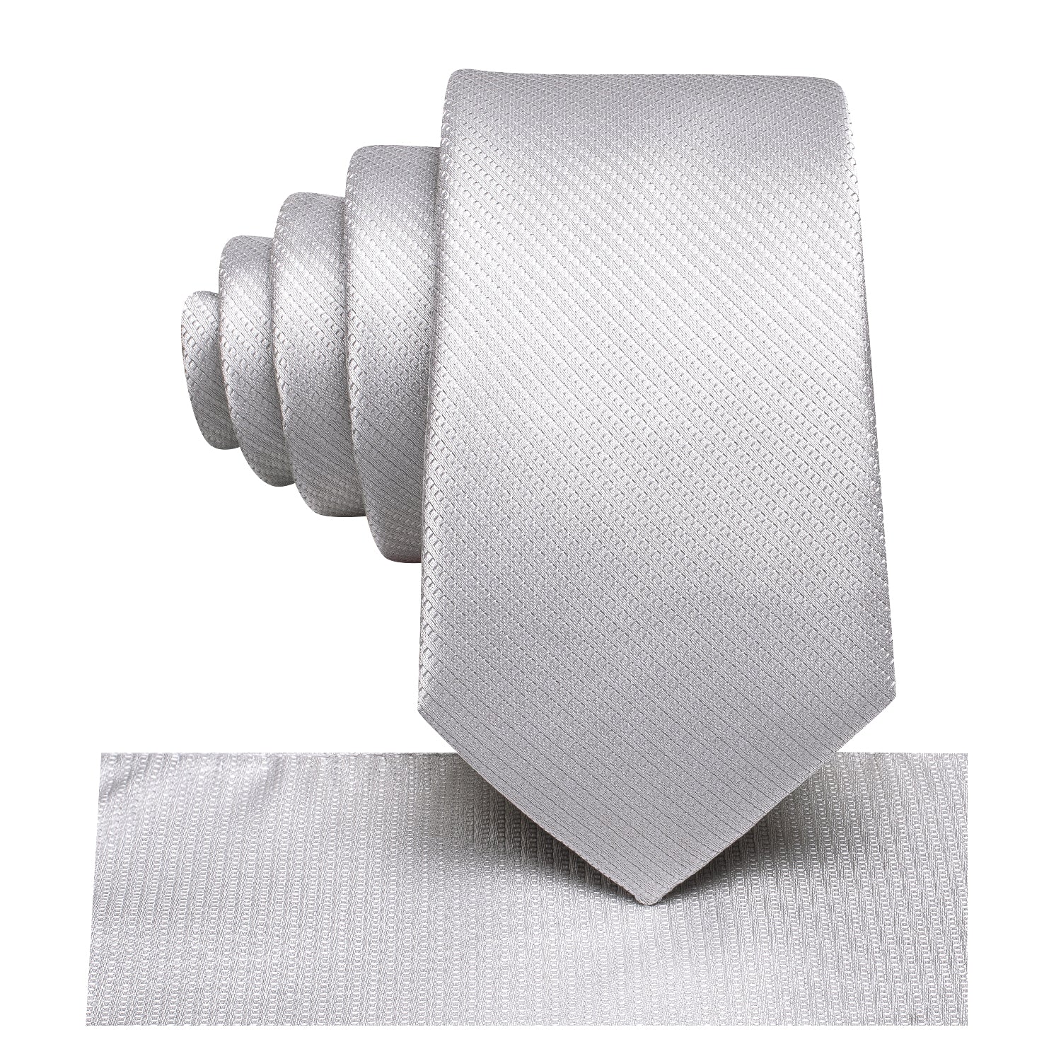 Silver Solid Children's Kids Boys Tie Pocket Square 6cm