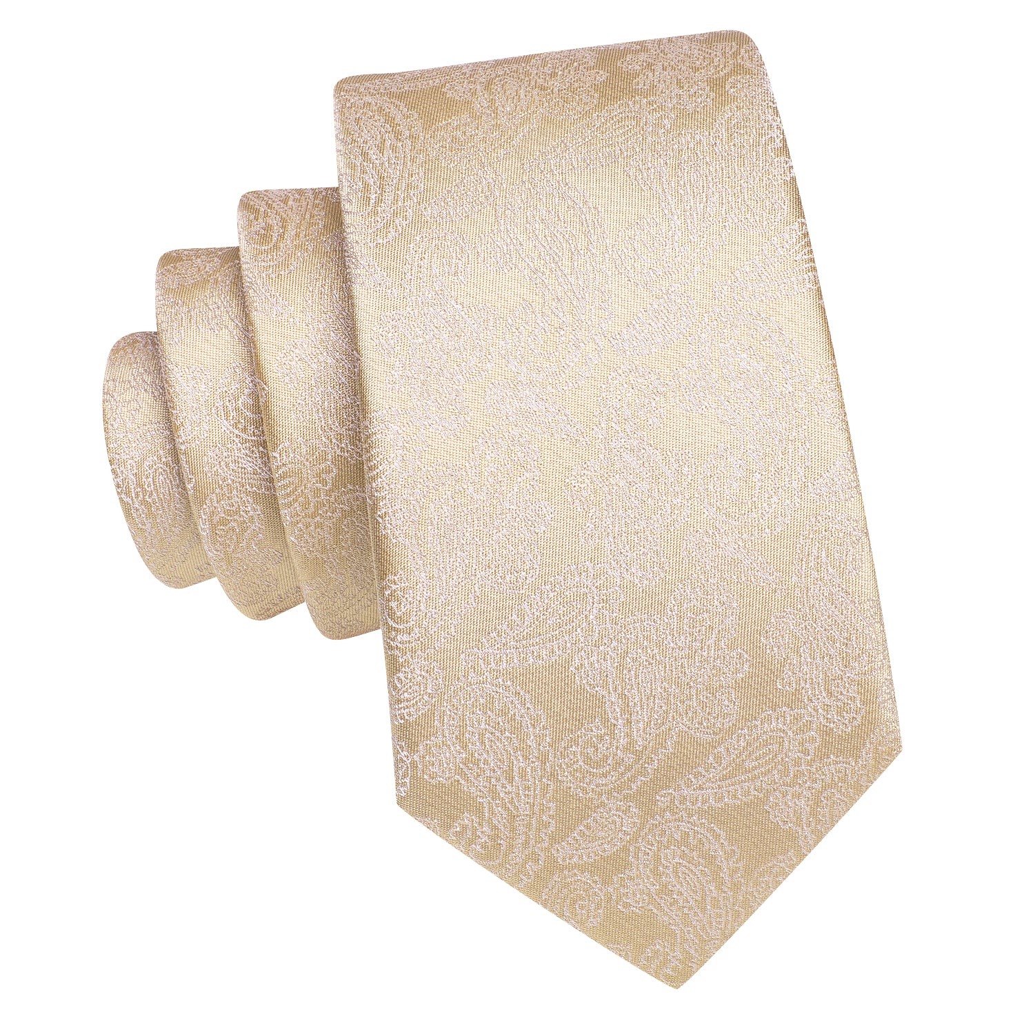 Ivory Beige Paisley Children's Kids Boys Tie Pocket Square 6cm