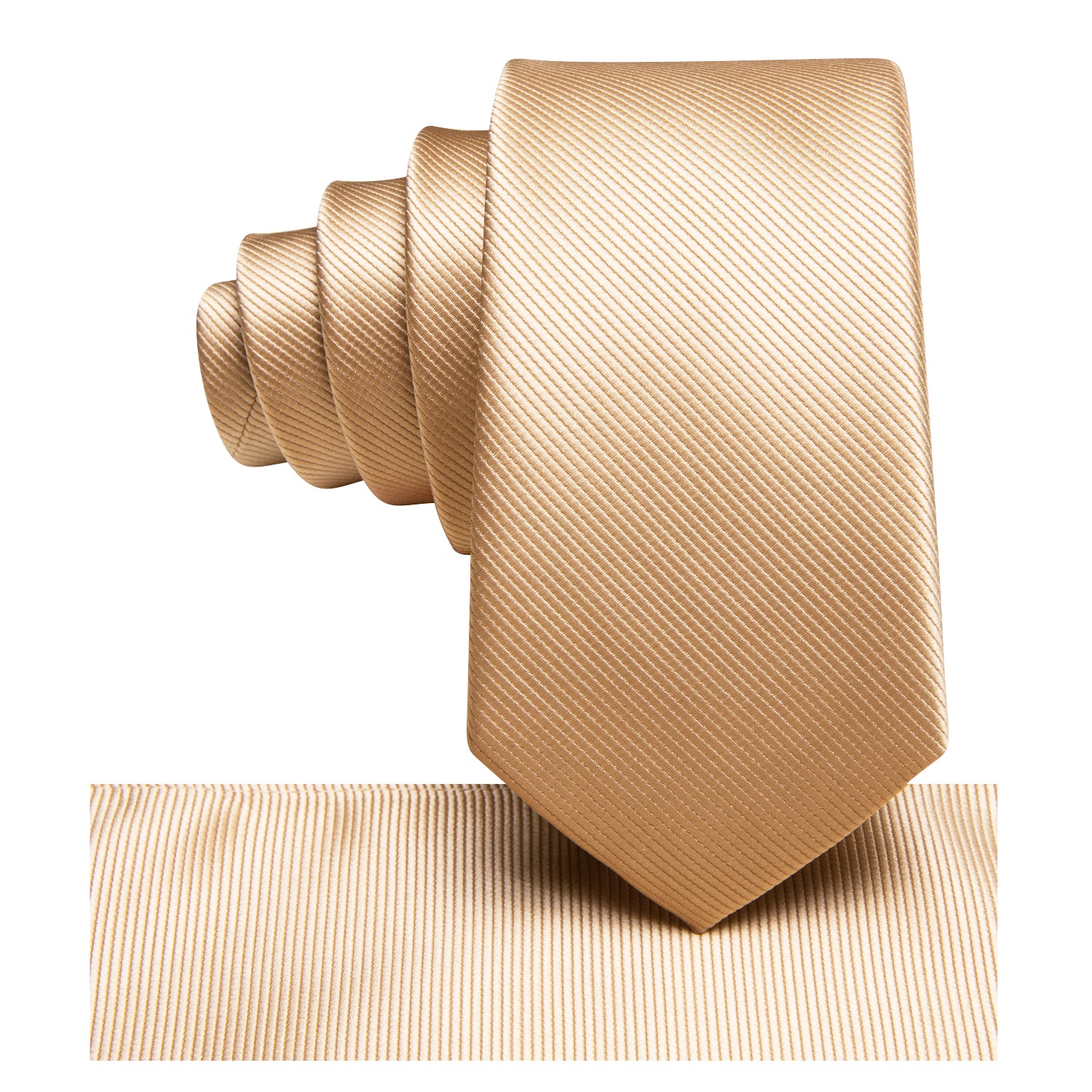 Champagne Gold Solid Children's Kids Boys Tie Pocket Square 6cm