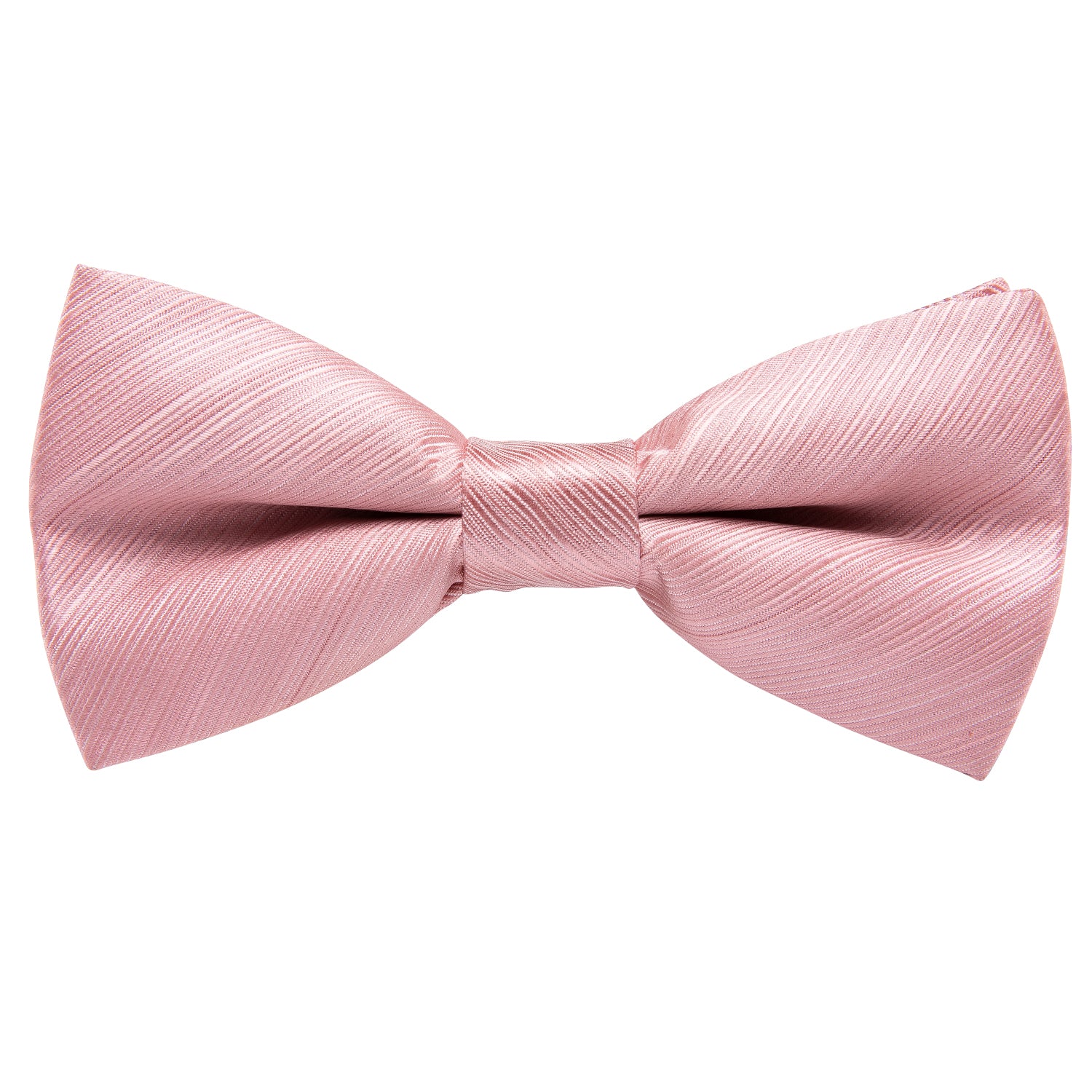 Pink Solid Pre-tied Bow Tie Hanky Cufflinks Set
