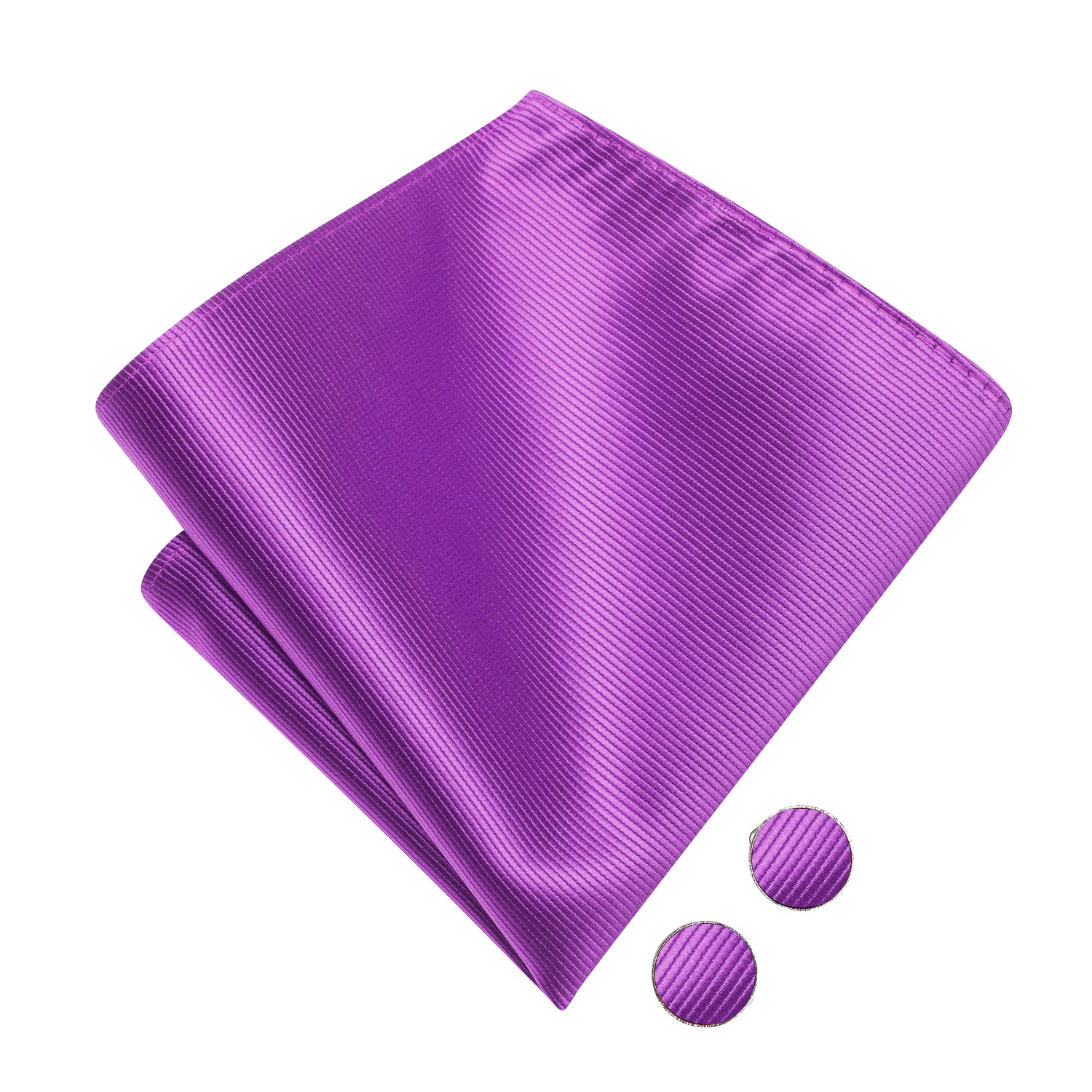 Purple Striped Pre-tied Bow Tie Hanky Cufflinks Set