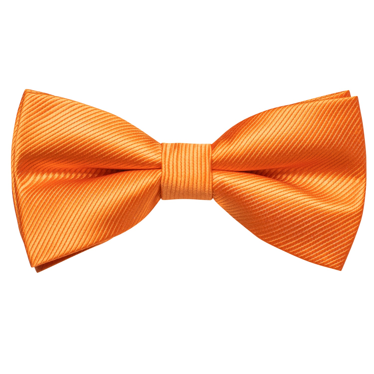 Orange Striped Pre-tied Bow Tie Hanky Cufflinks Set