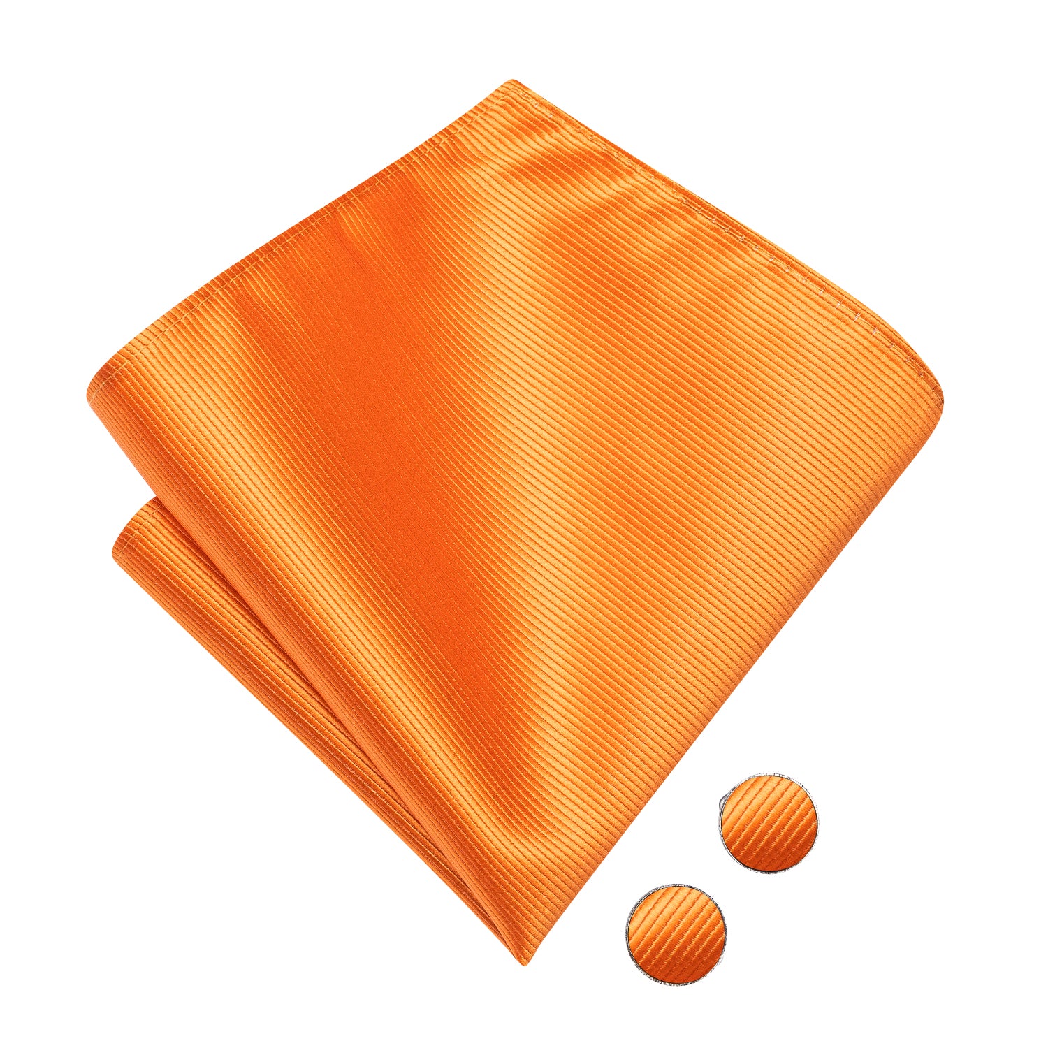 Orange Striped Pre-tied Bow Tie Hanky Cufflinks Set