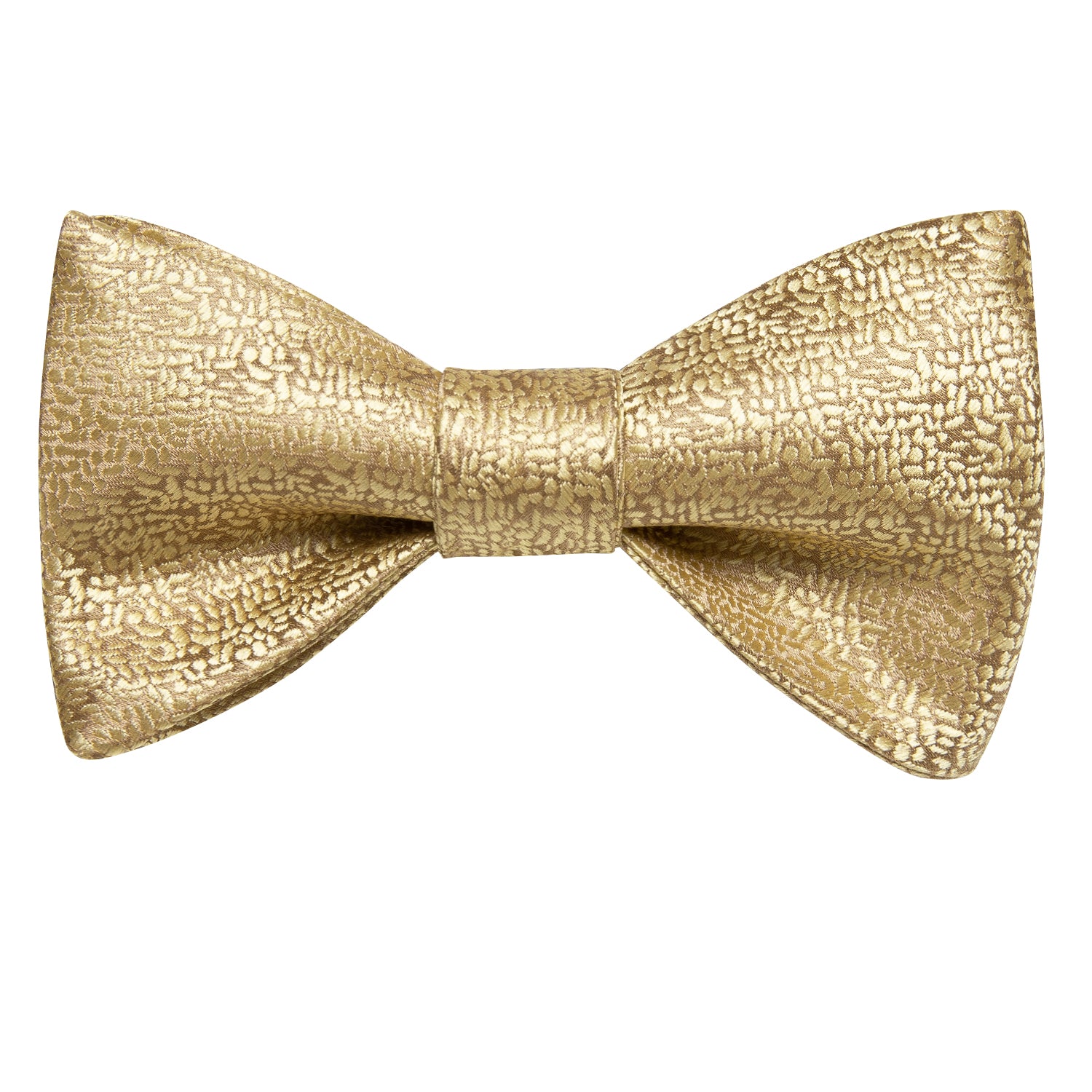 Champagne Golden Solid Self-tied Bow Tie Pocket Square Cufflinks Set