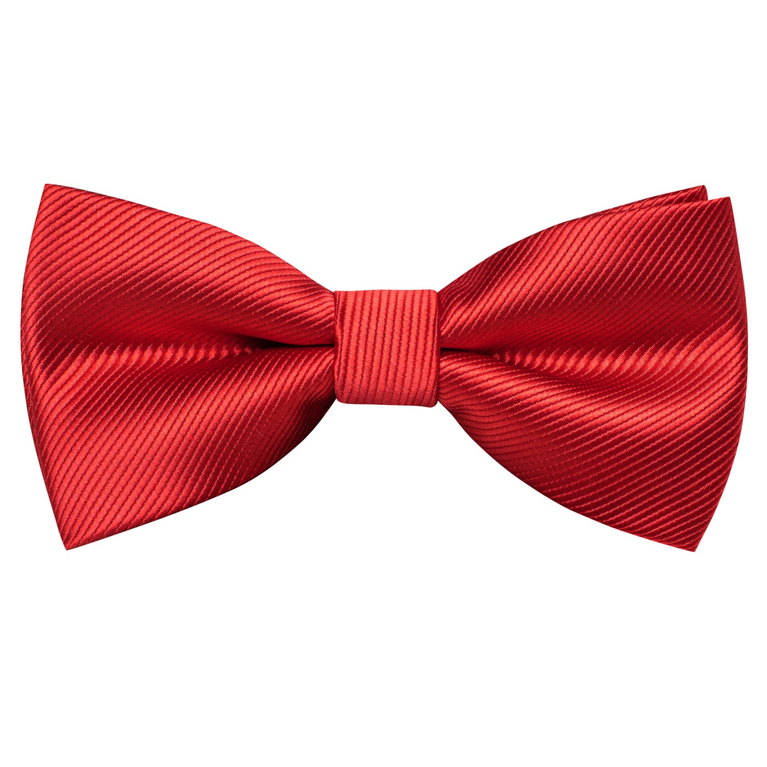 Deep Red Striped Pre-tied Bow Tie Hanky Cufflinks Set