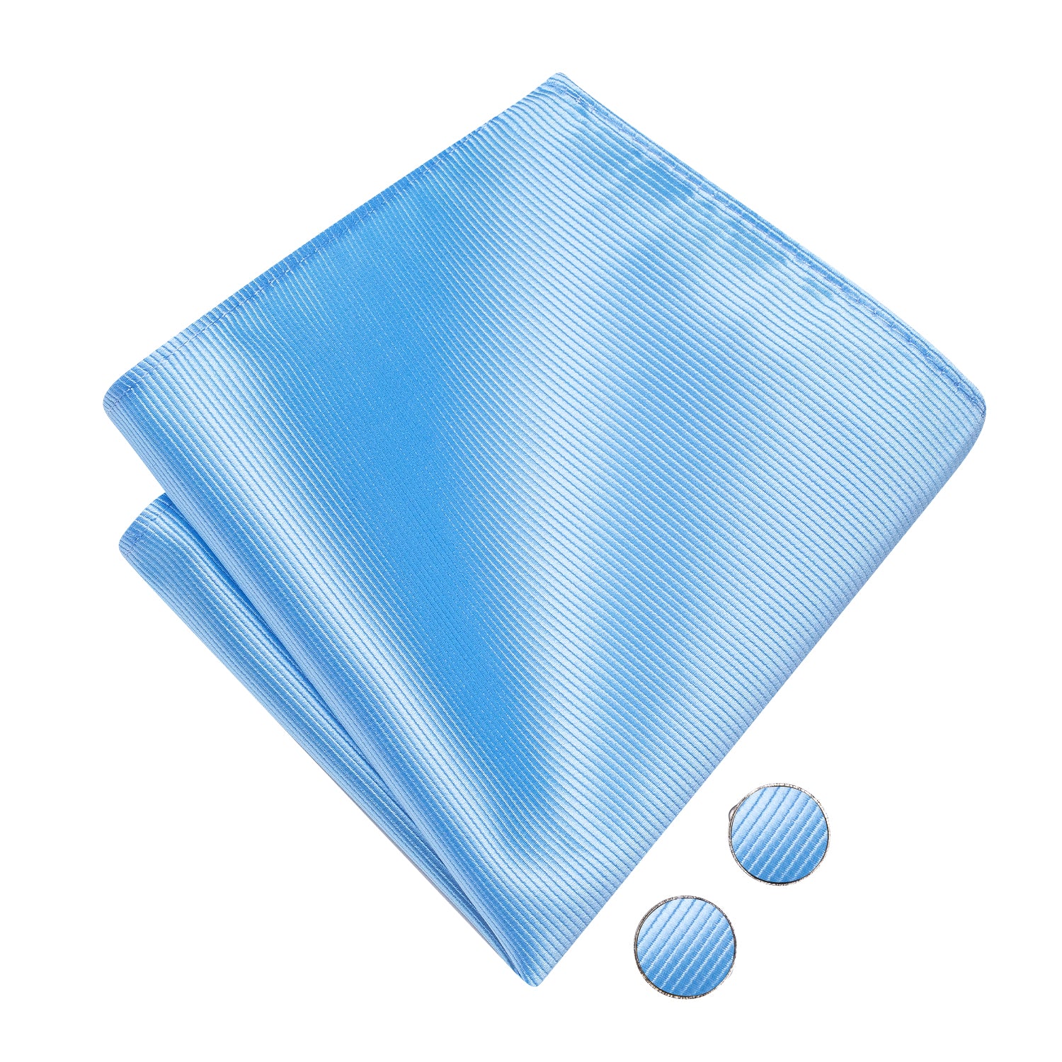 $9.99 Light Blue Striped Pre-tied Bow Tie Hanky Cufflinks Set