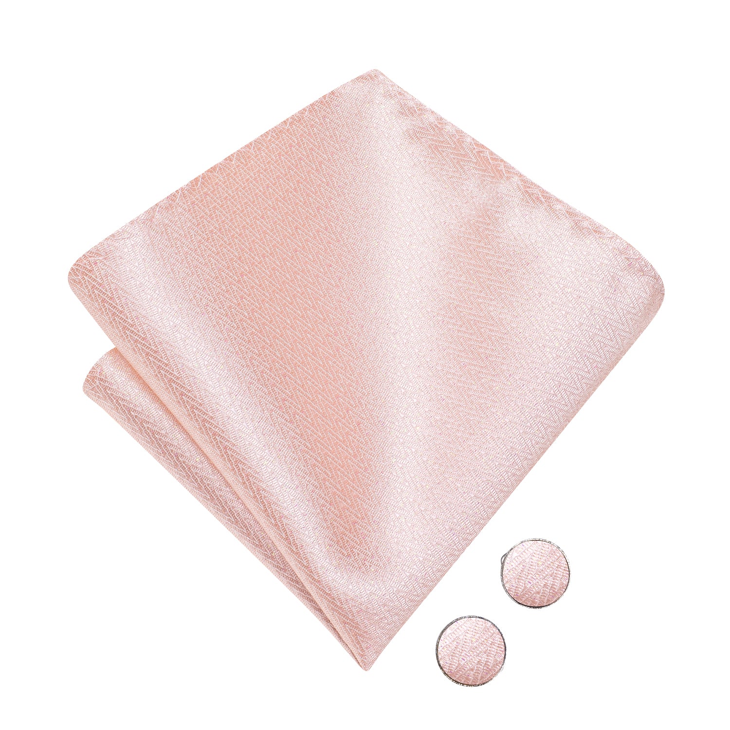 Baby Pink Necktie Striped Pre-tied Bow Tie Hanky Cufflinks Set