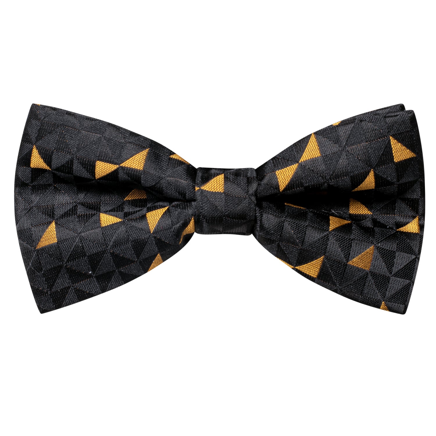 Black Golden Novelty Silk Pre-tied Bow Tie Hanky Cufflinks Set