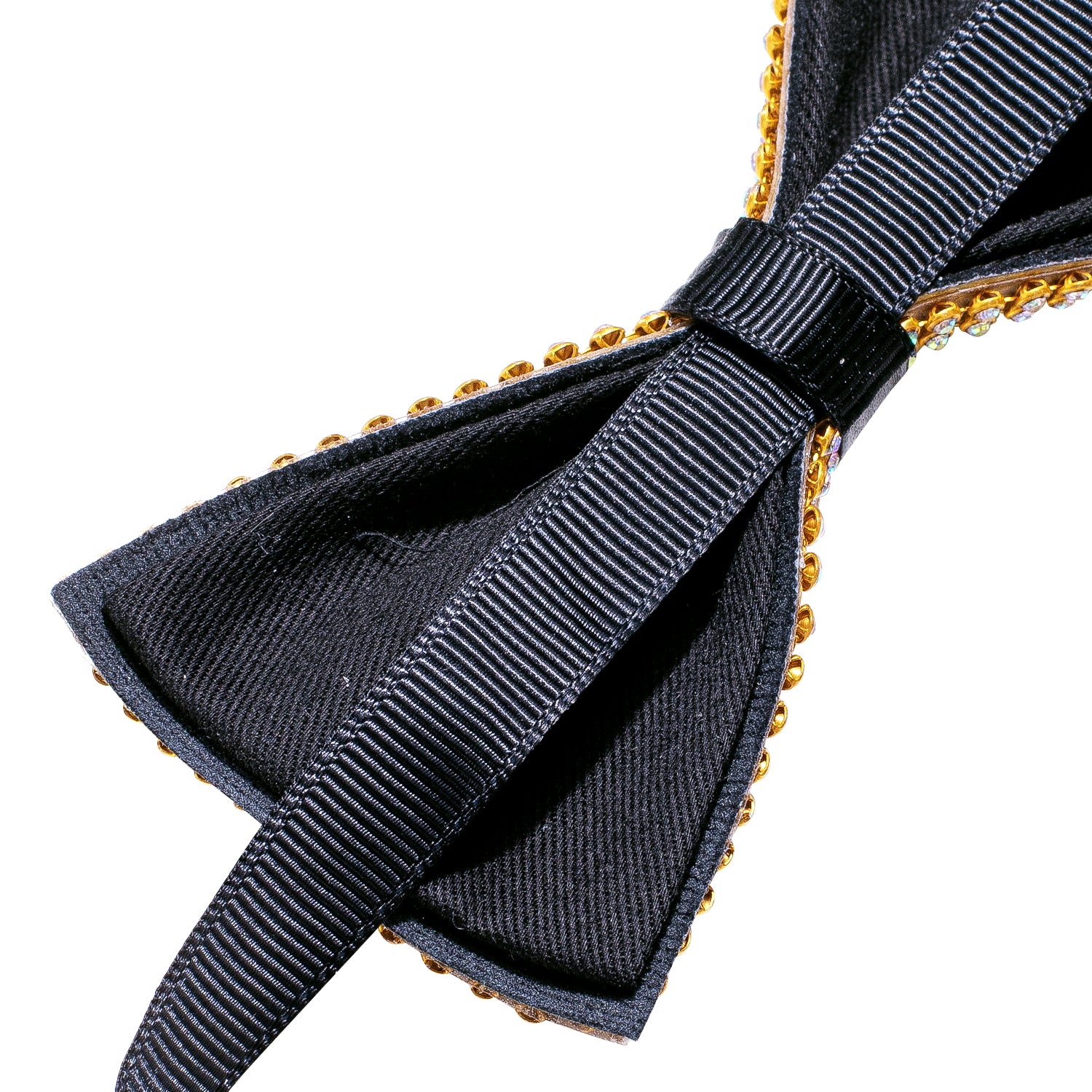 Luxury Golden Yellow Shining Rhinestone Pre-tied Adjustable Length Bow Tie