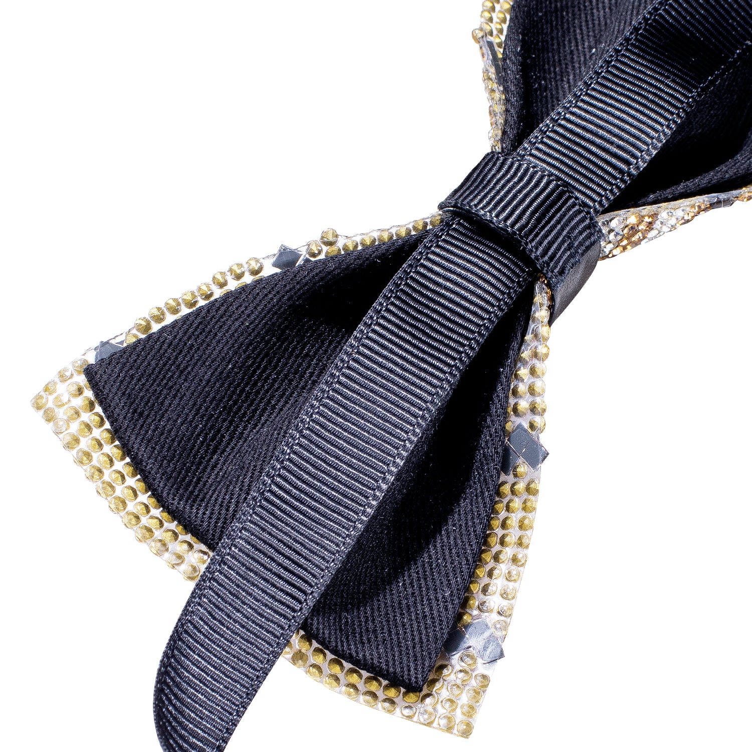 Luxury Golden Black White Shining Rhinestone Pre-tied Adjustable Length Bow Tie