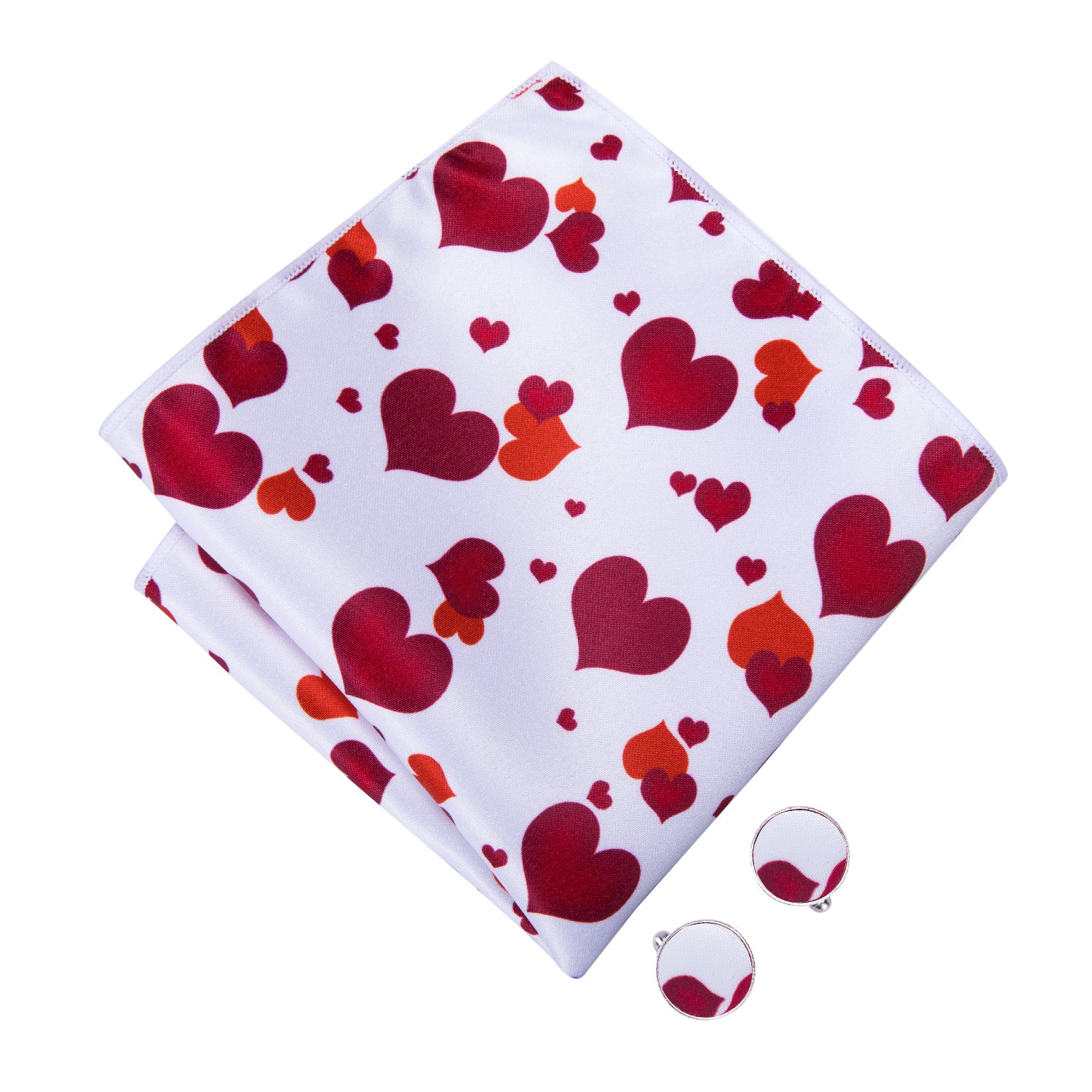 Red Heart Novelty Pre-tied Bow Tie Hanky Cufflinks Pin Set