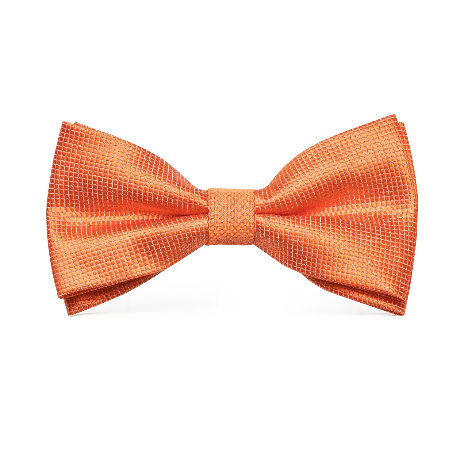 Solid Orange Pre-tied Bow Tie Hanky Cufflinks Set