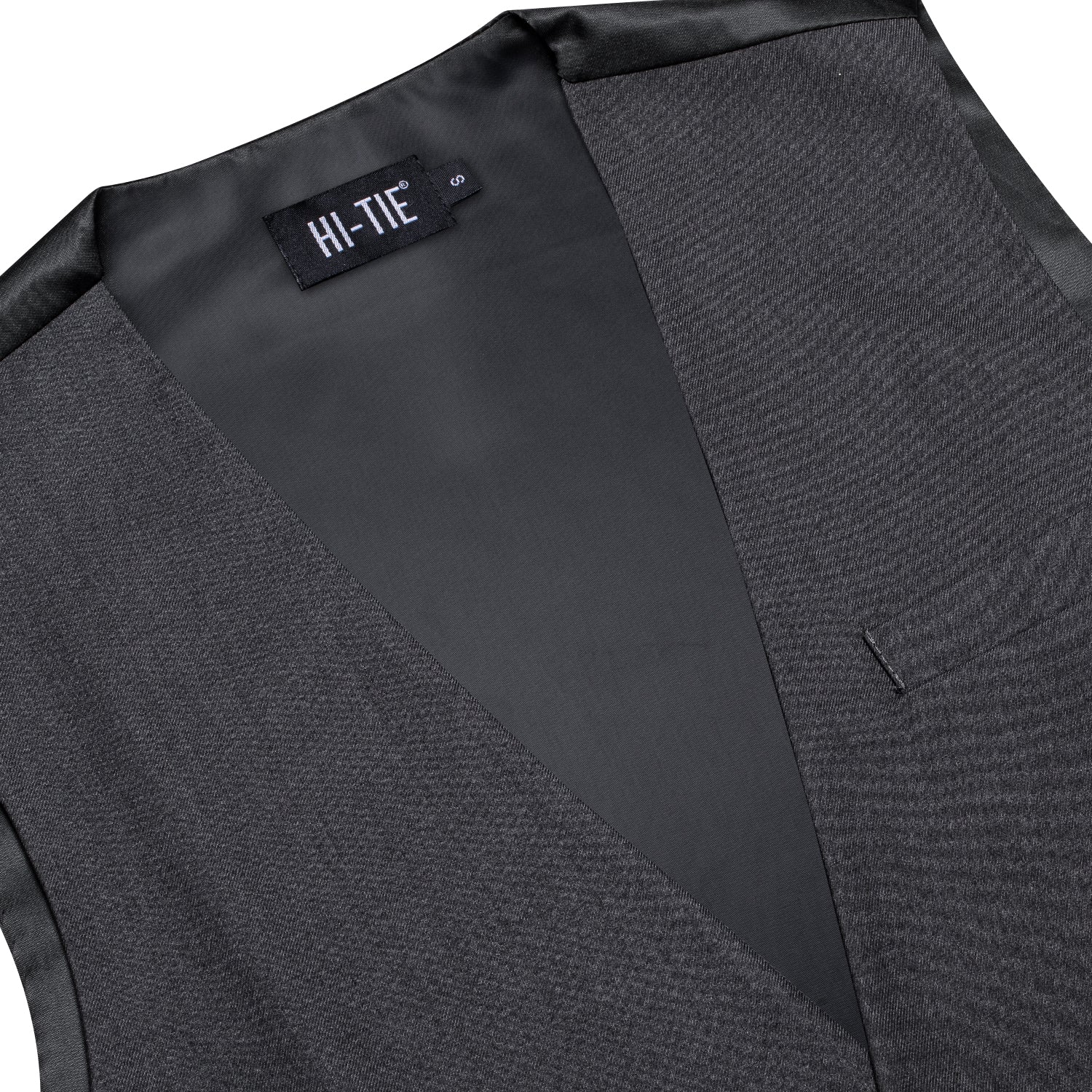 Dark Grey Solid Silk Men's Single Vest Waistcoat