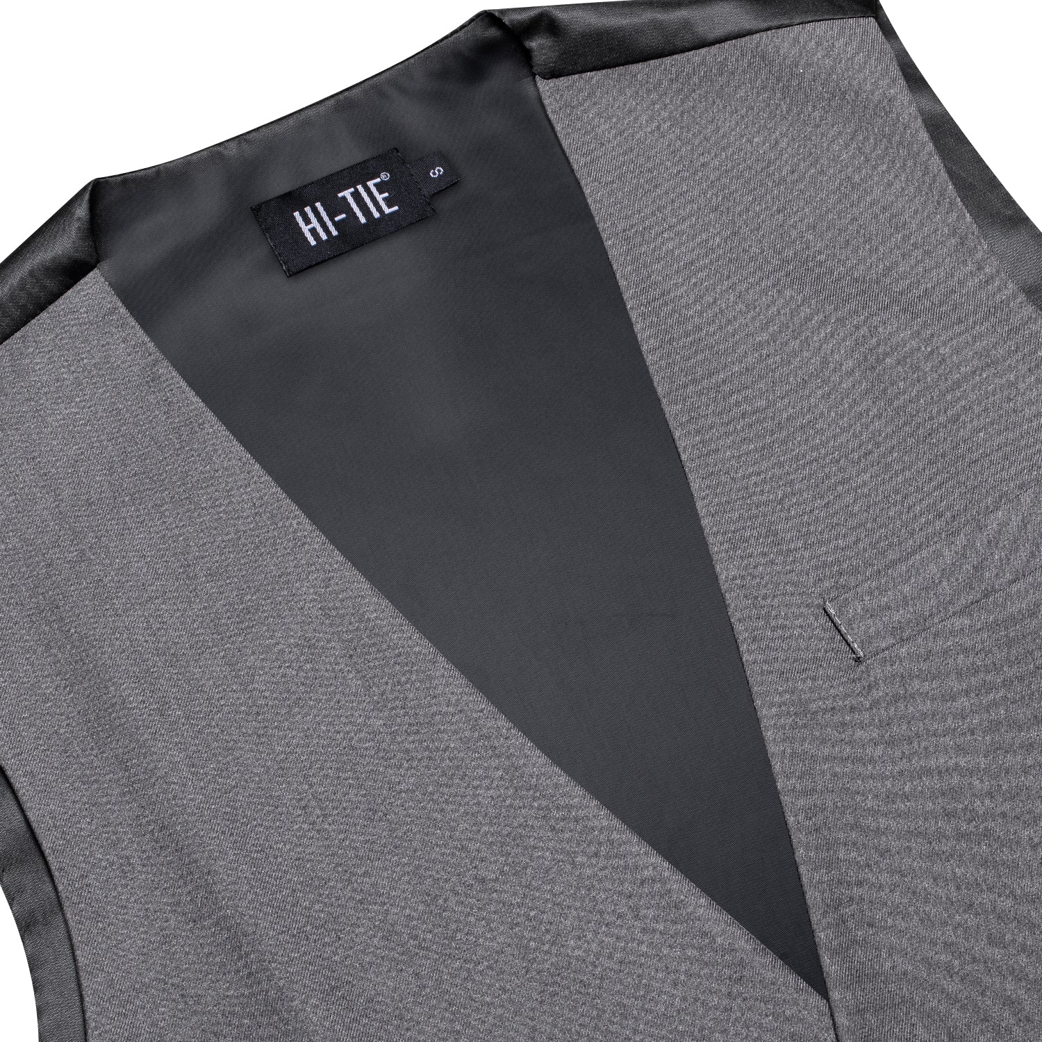 Grey Solid Silk Men's Single Vest Waistcoat