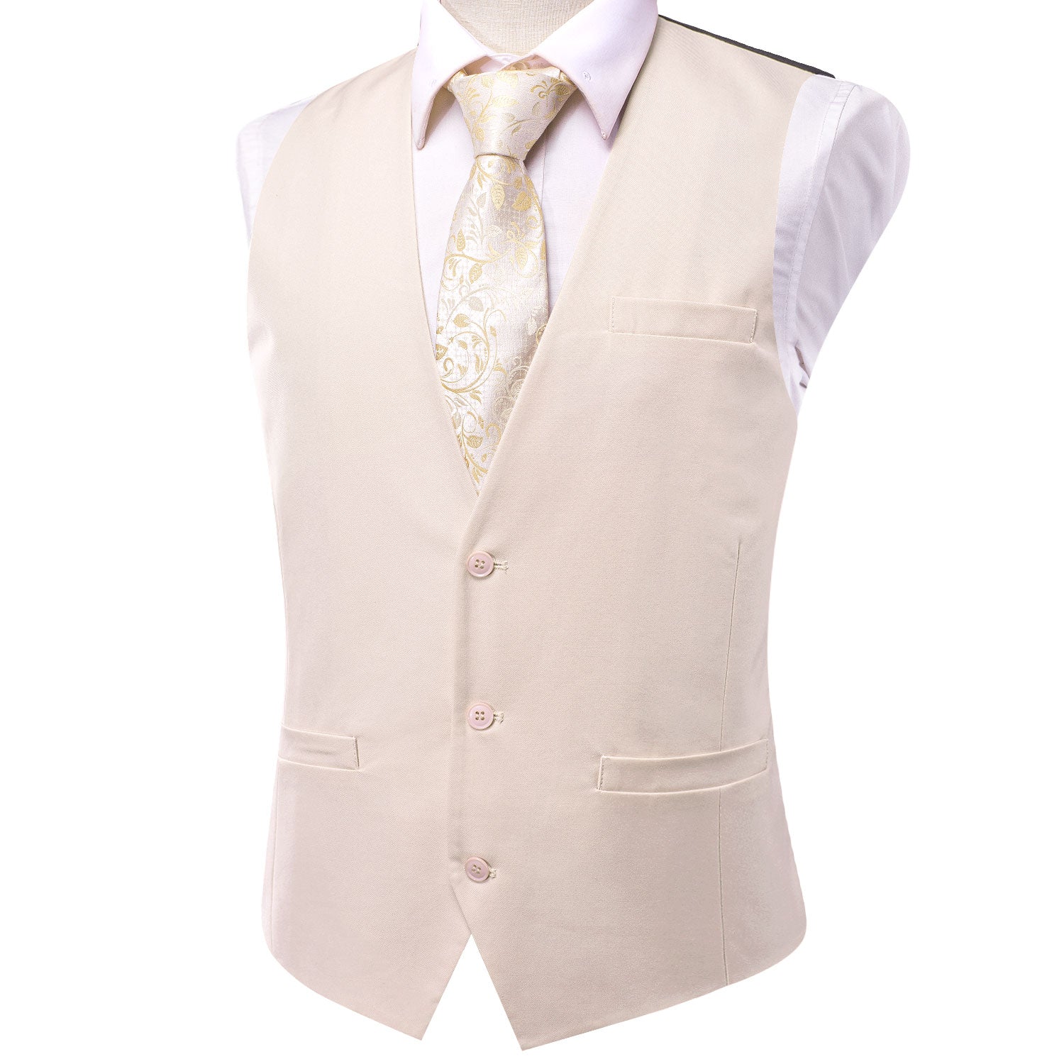 Light Pink Solid Silk Men's Single Vest Waistcoat