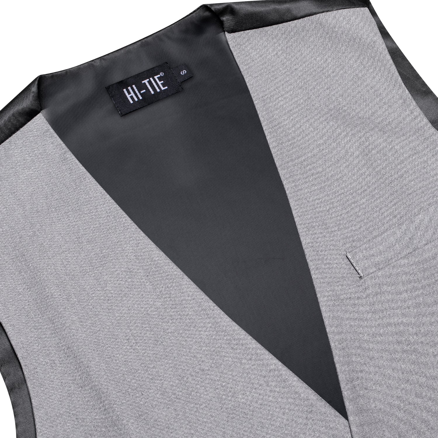Grey Solid Silk Style Men's Single Vest Waistcoat