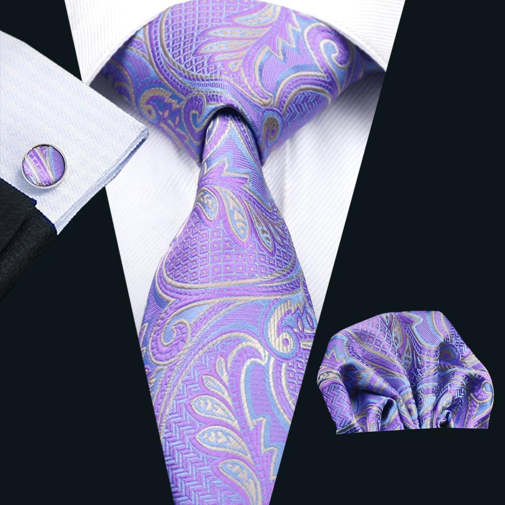 lavender silk shirt Lavender Purple Paisley 63" Extra Long Tie Hanky Cufflinks Set