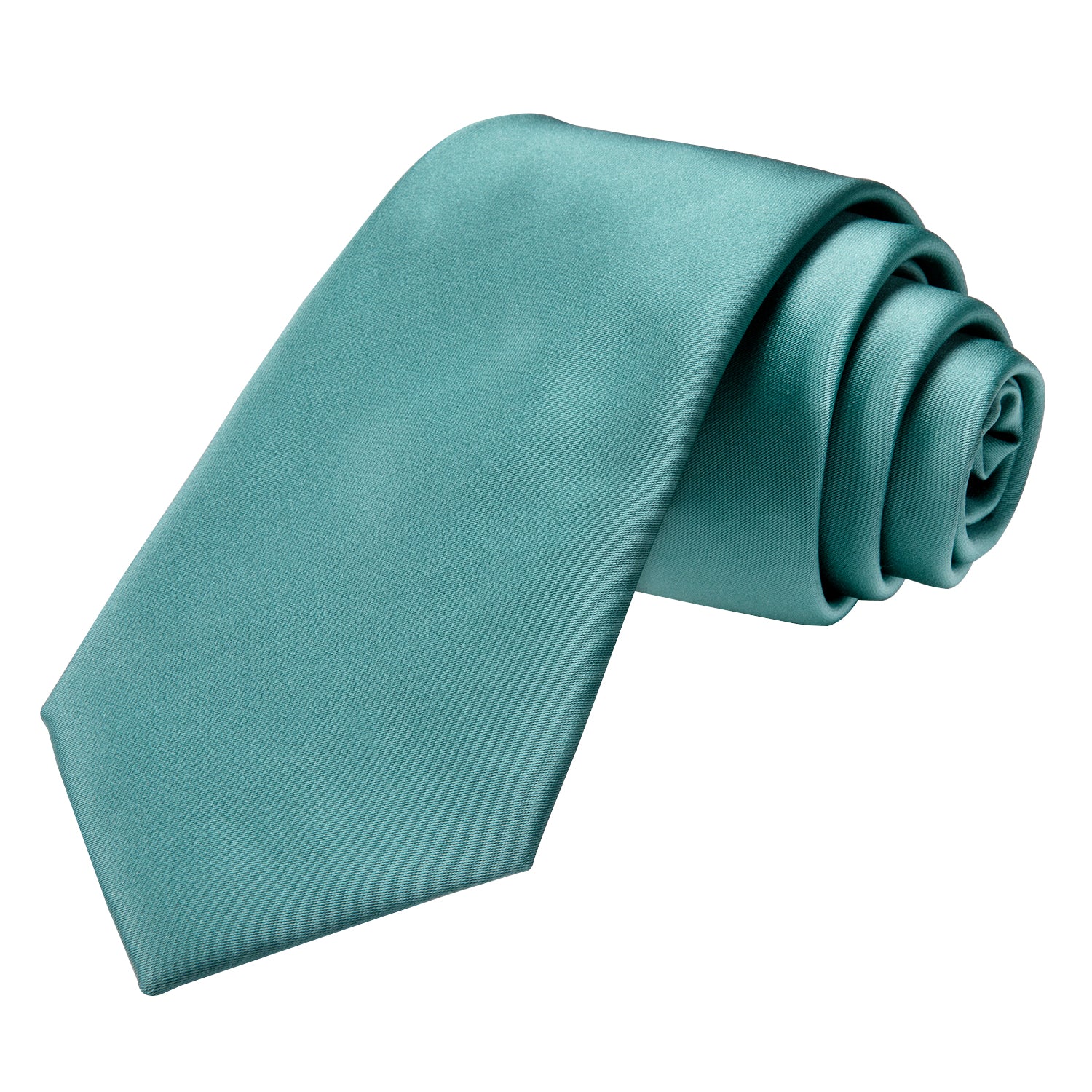 Teal Neck Tie Green Solid Men's Tie Pocket Square Cufflinks Set