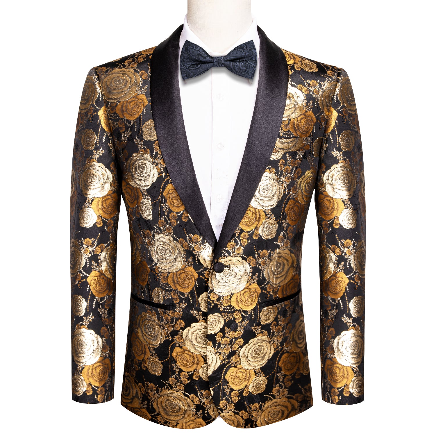 men's top  New Luxury Brown Golden Floral Men's Suit Set