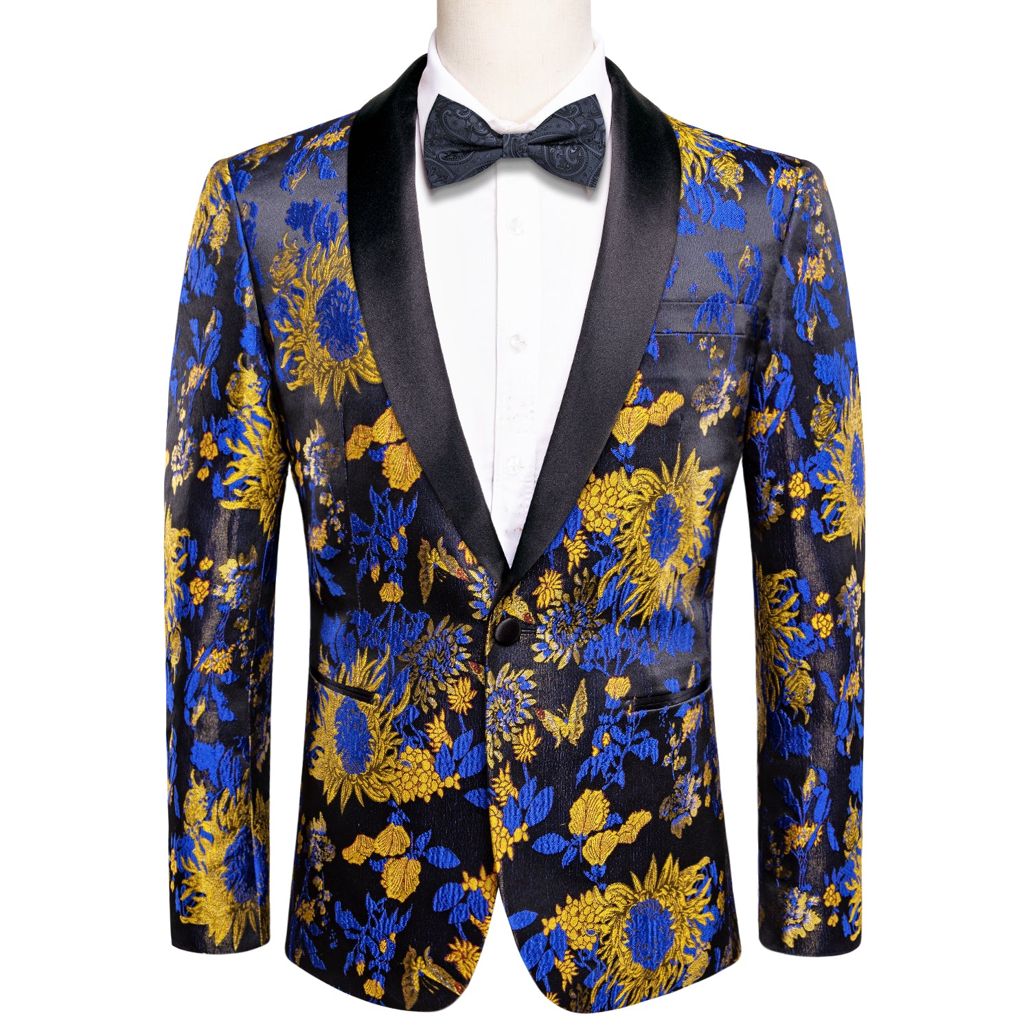 Luxury Yellow Blue Floral Men's Suit Set