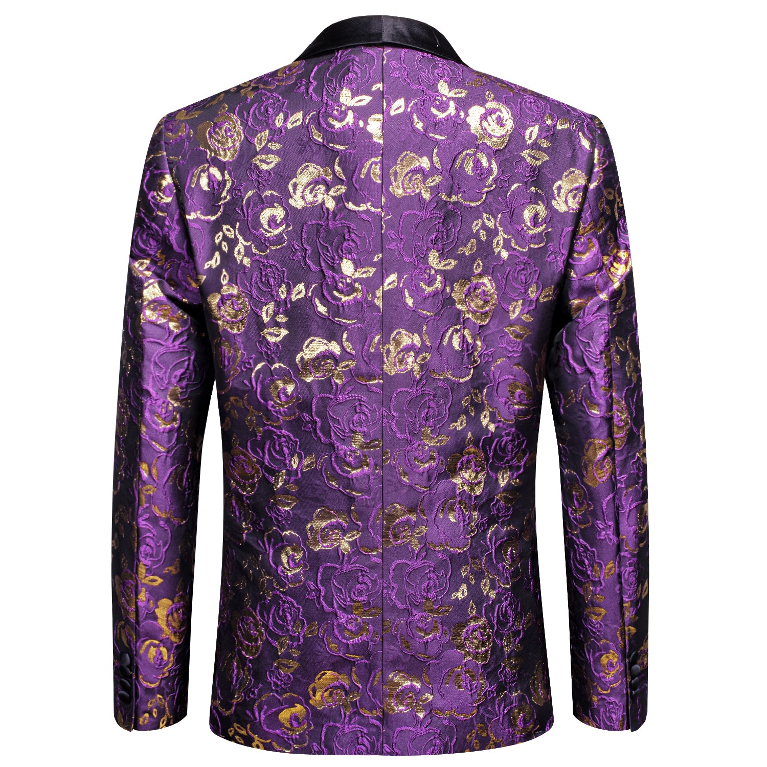 Black Shawl Lapel Luxury Purple Champagne Floral Men's Suit Set