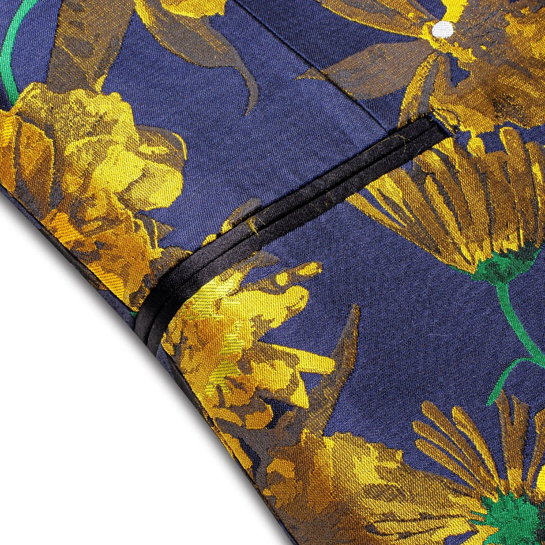 Luxury Golden Champagne Floral Men's Black Shawl Lapel Suit