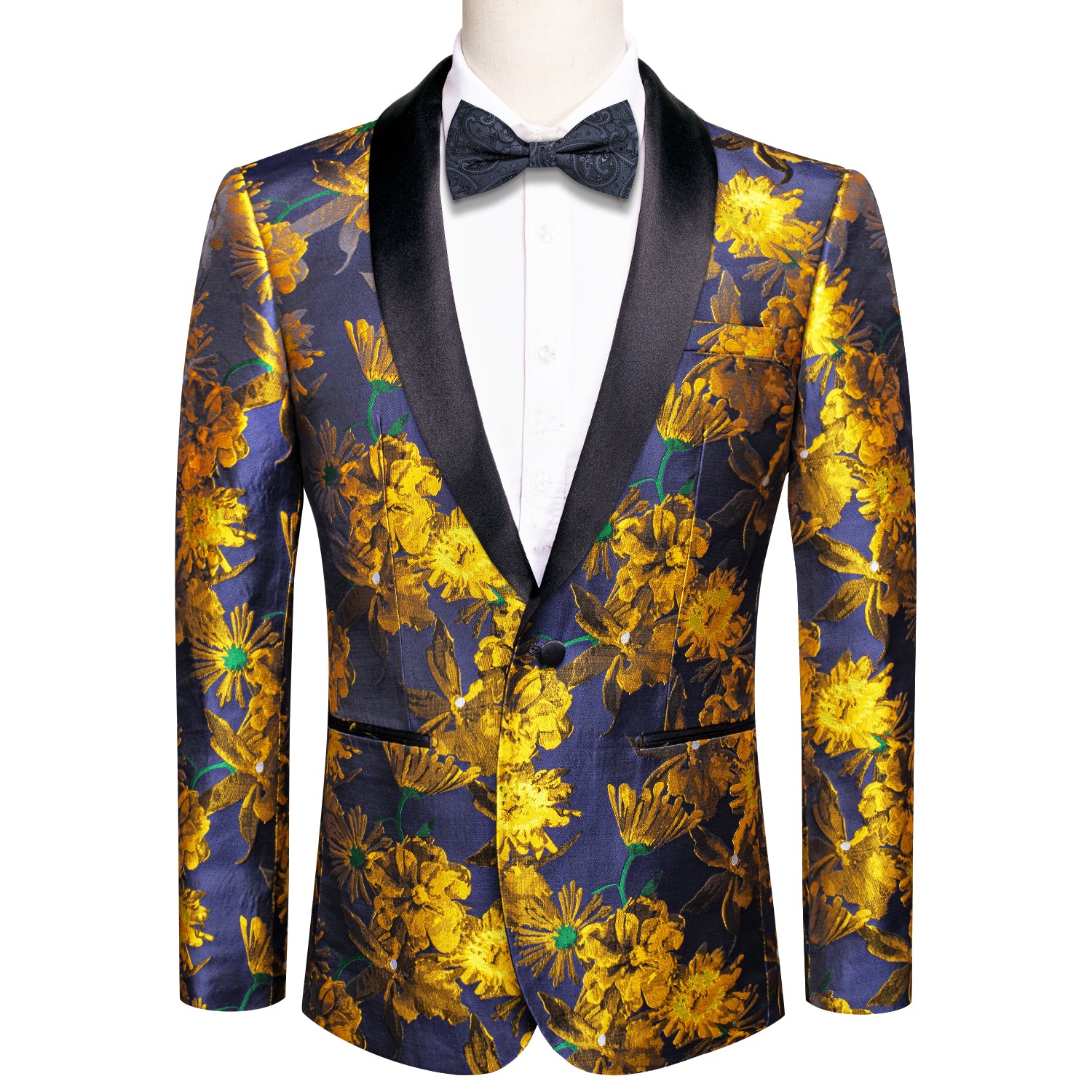 Luxury Golden Champagne Floral Men's Suit Set