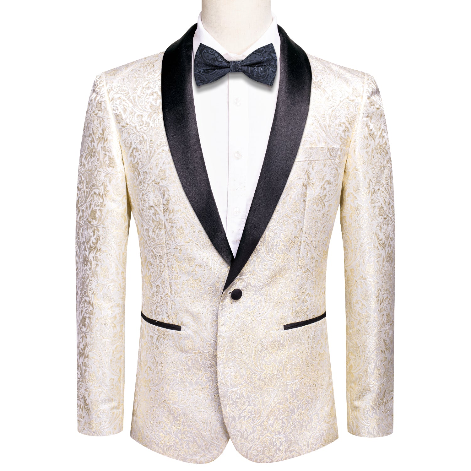 Luxury Champagne White Paisley Men's Suit Set