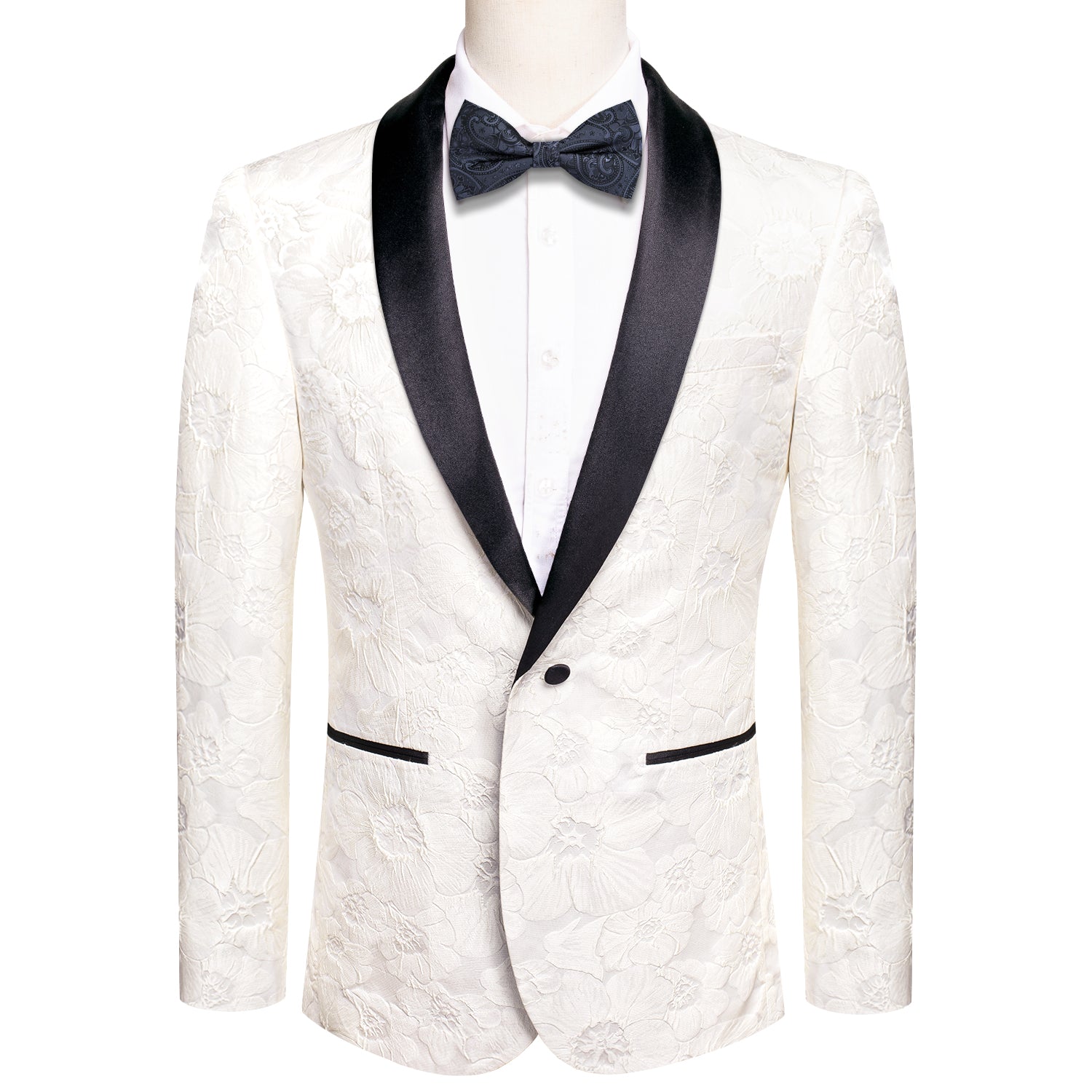 shawl lapel men's suit Pure White Floral Men's Suit Set