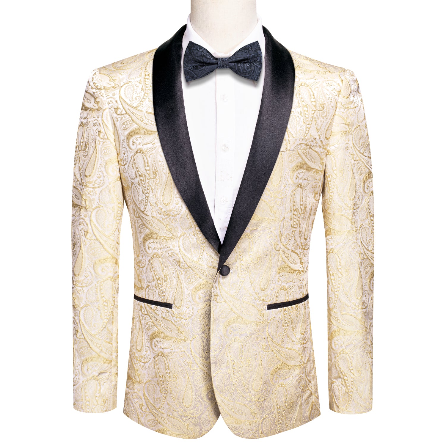  Wedding Blazer Champagne Floral Jacquard Men's Suit Set