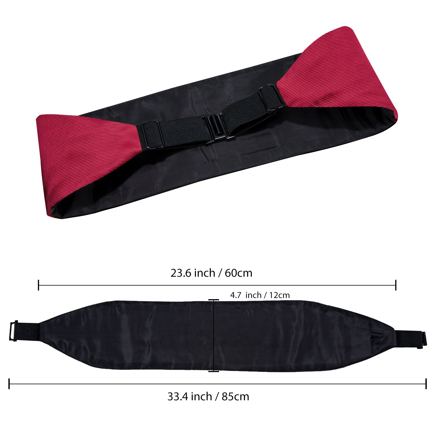 Classic Red Solid Men's Cummerbund Bow Tie Hanky Cufflinks Set