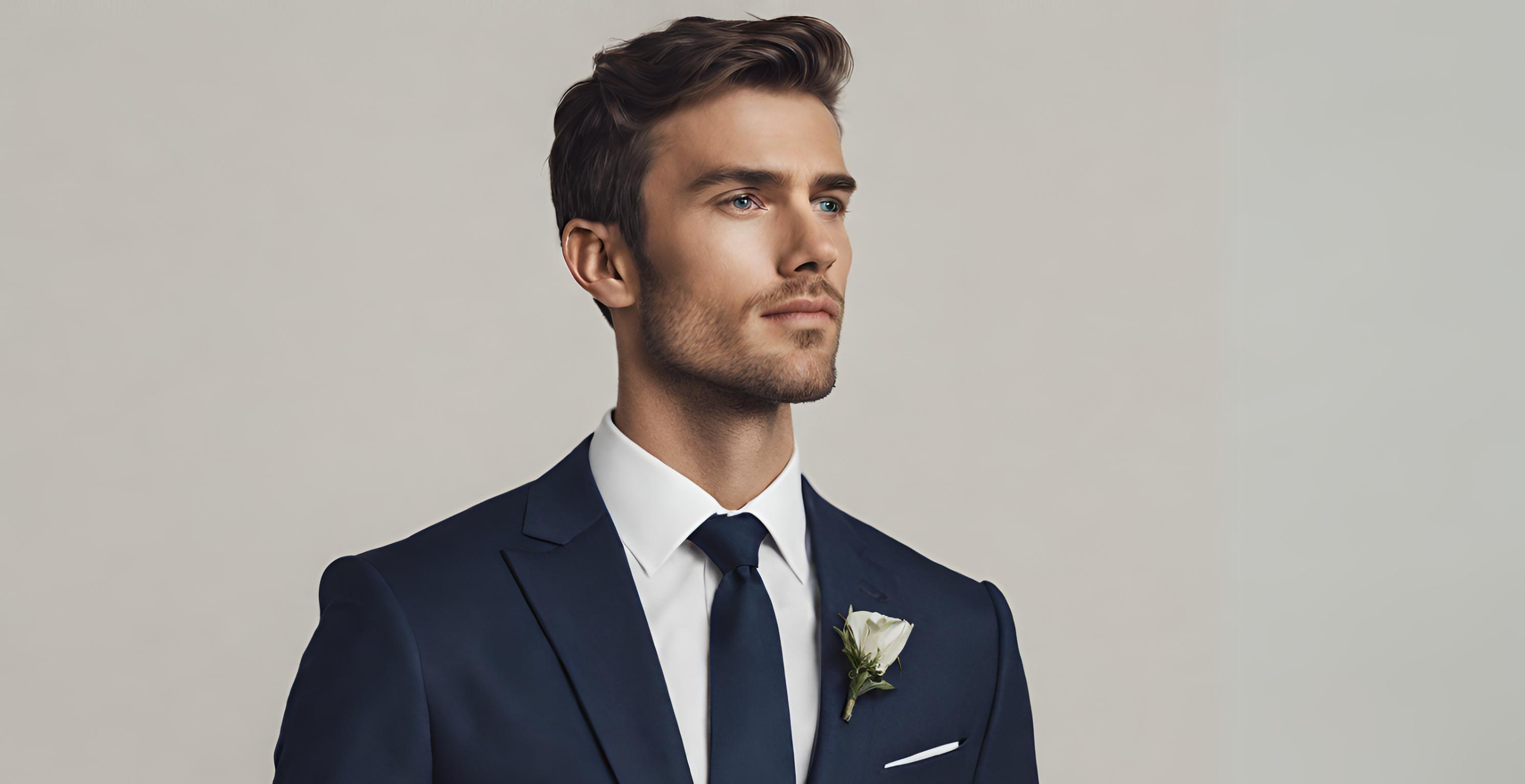 navy blue suit and tie